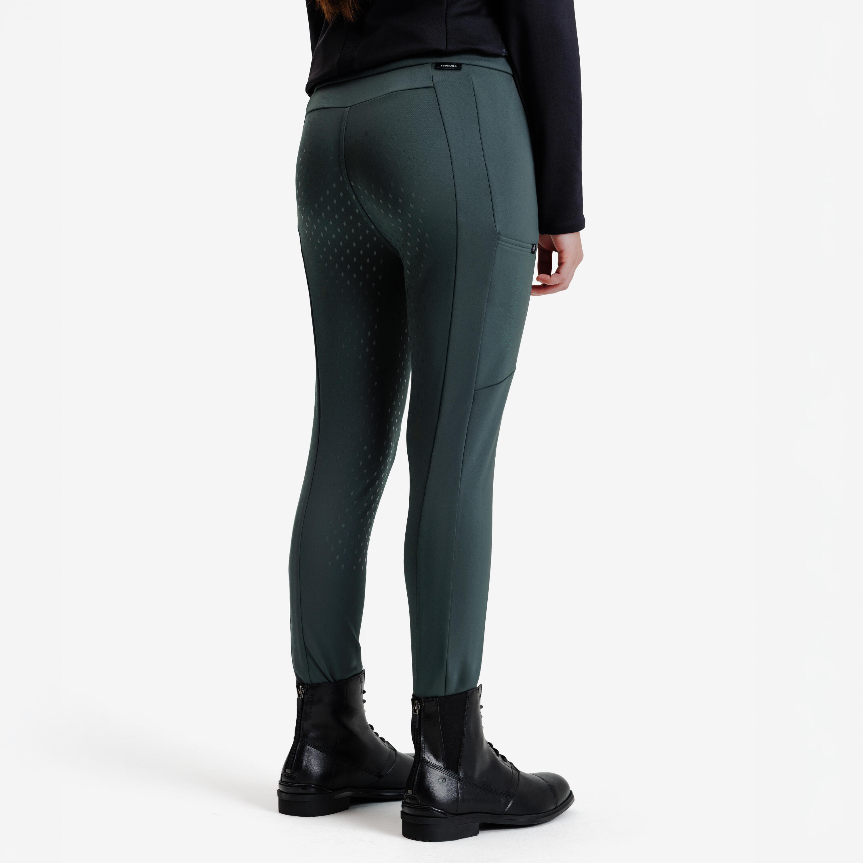 Warme paardrijbroek voor kinderen 900 Full Grip winter groen 4/6