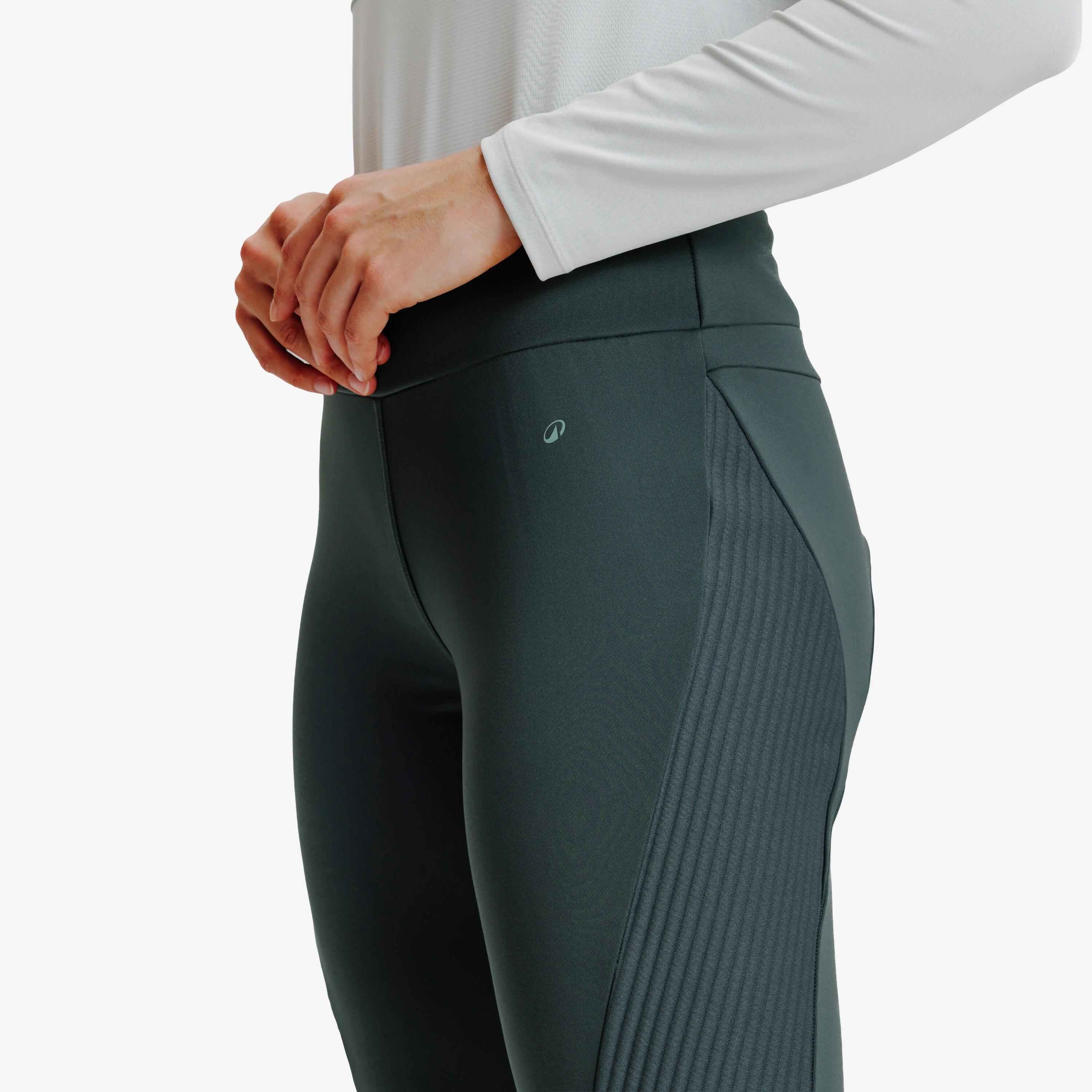 Legging chaud équitation hiver femme basanes silicone vert fumé 4/11