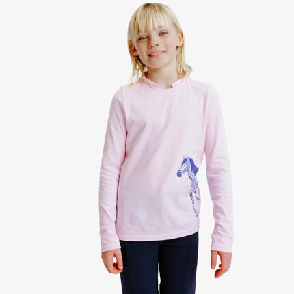 Polo équitation enfant manches longues - rose