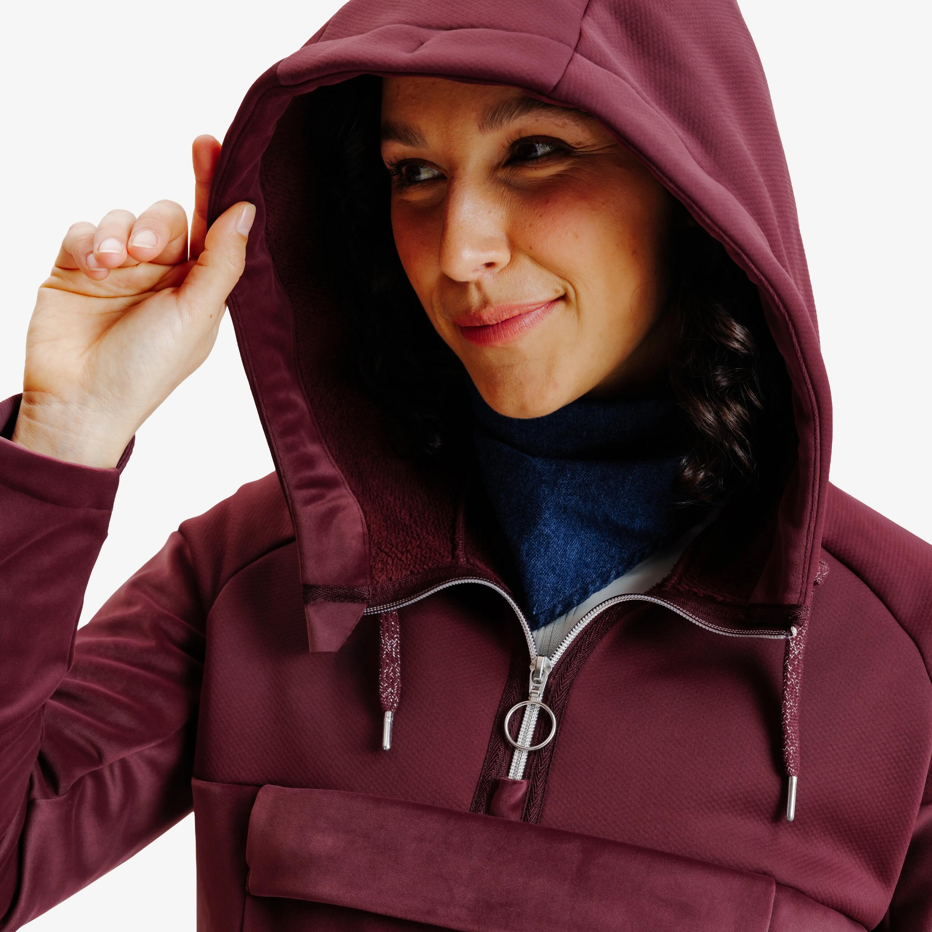 Bluza jeździecka damska ciepła 900 bordowa 3/12