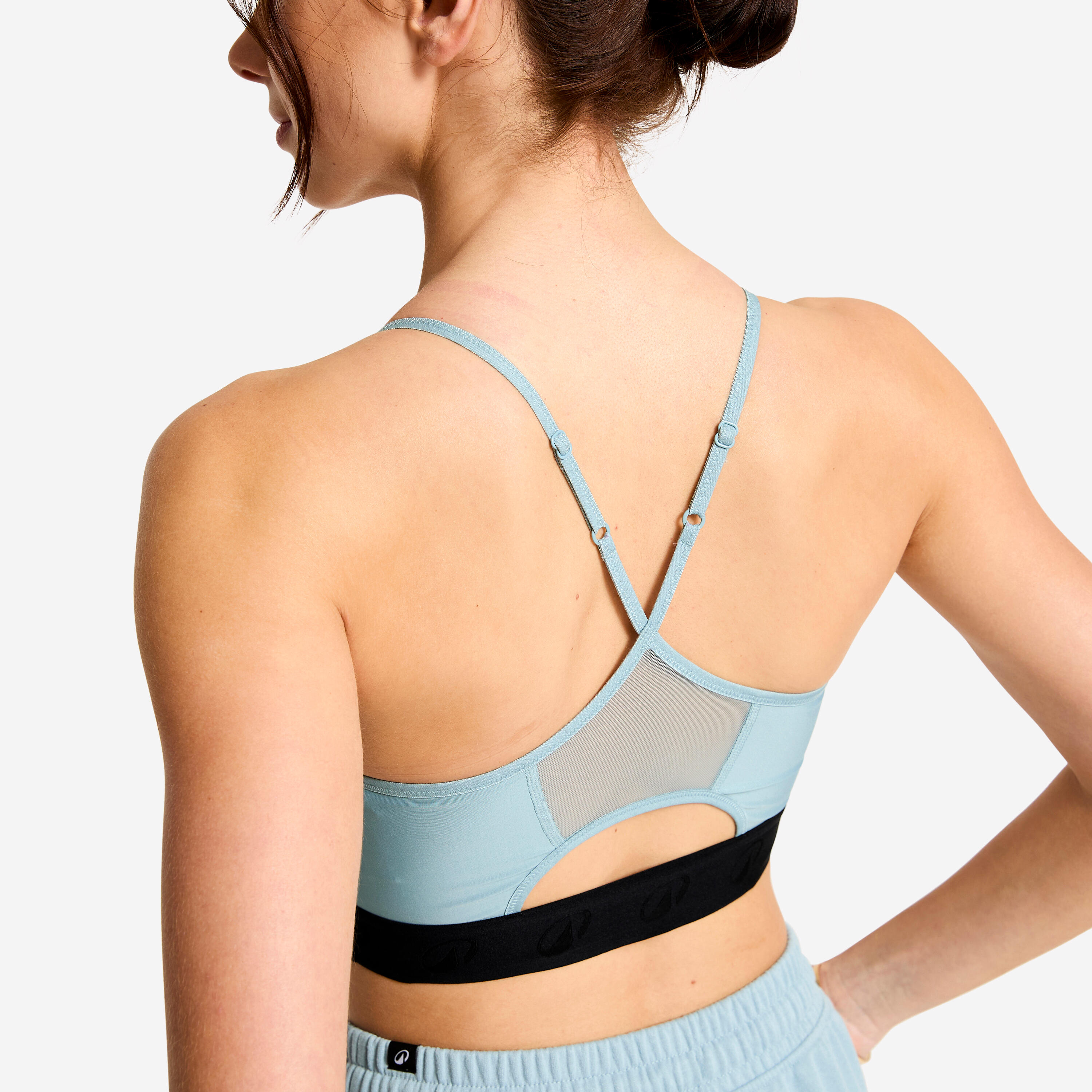 Reggiseno sportivo donna palestra traspirante sostegno leggero blu-grigio 4/6