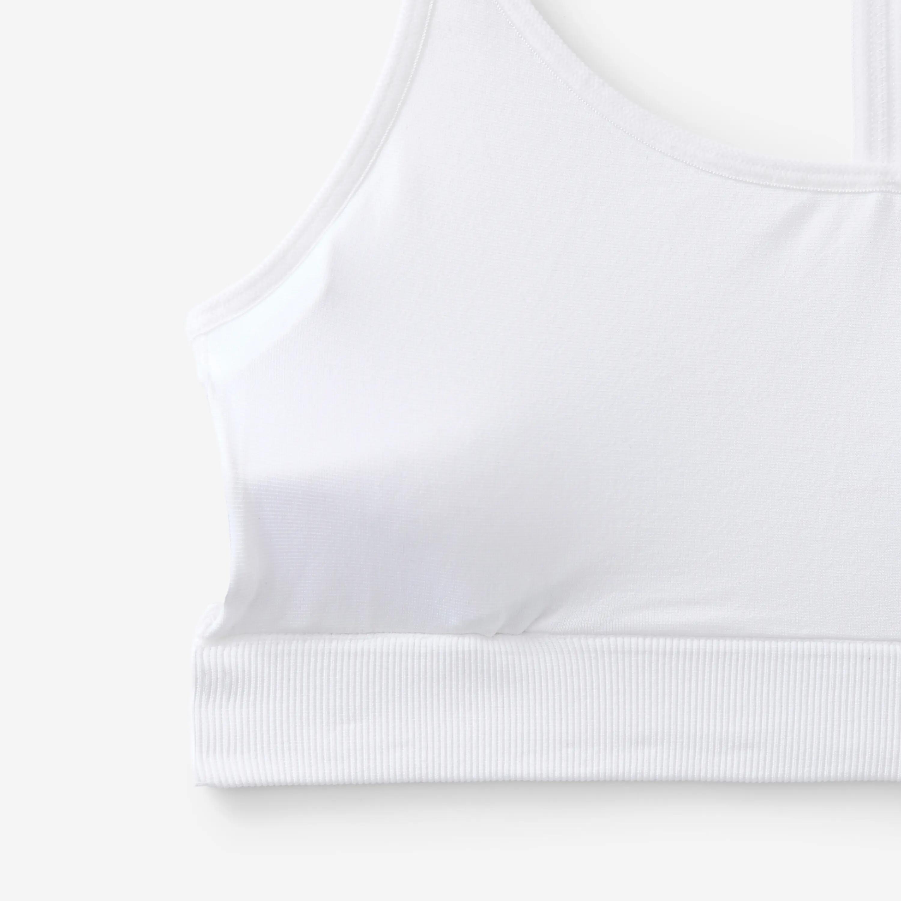 Reggiseno sportivo donna palestra bralette a costine sostegno leggero bianco 8/8