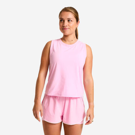 Débardeur crop top en coton femme, rose poudré