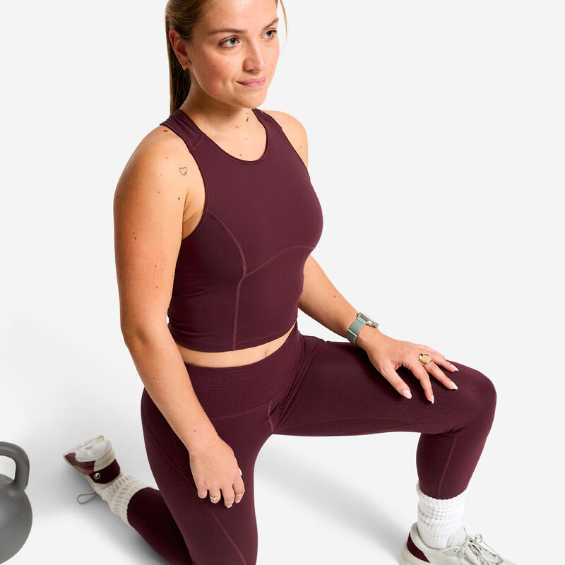 Maiou de sport scurt Bordo Damă