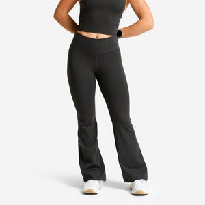 Leggings Deportivos Mujer Gris Talle Alto Corte Acampanado