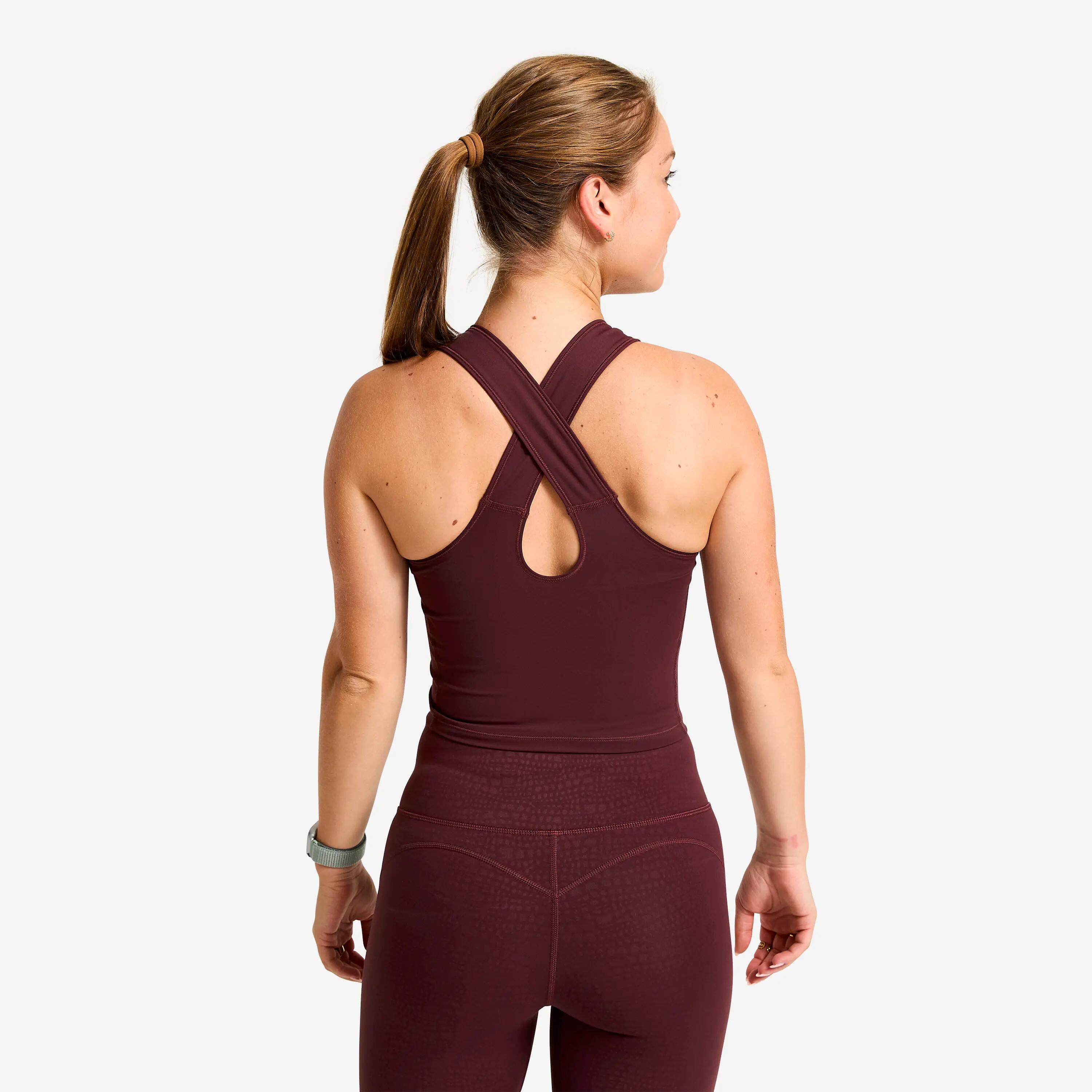 Women's Shaping Cropped Sport Tank Top - Burgundy -  4