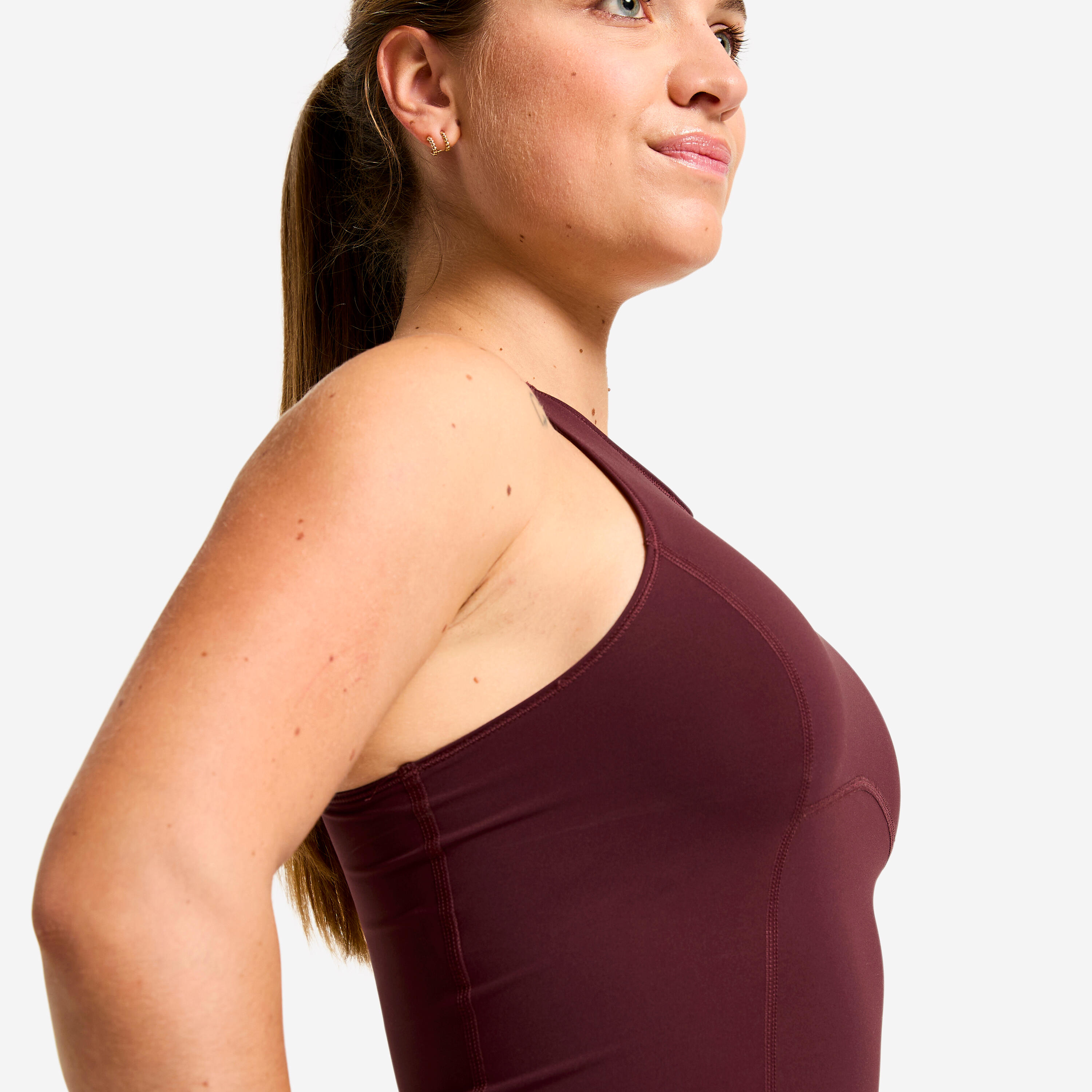 Samarreta sense Mànigues Esportiva Dona Bordeus Tall Crop Modelador 6/14