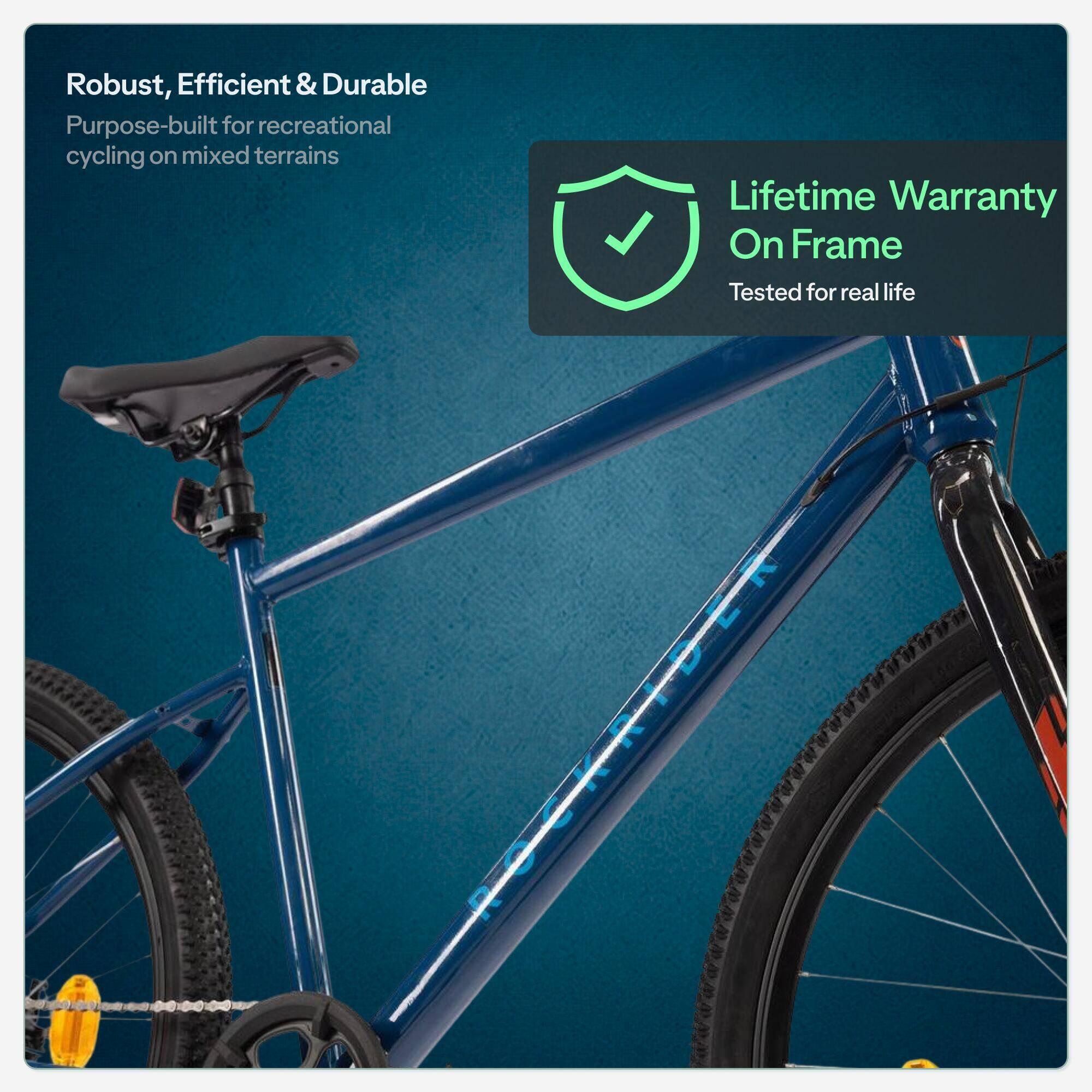 Rockrider Explore 30 7-Gear V-Brake All Terrain Mountain Bike - Ocean Blue -  4