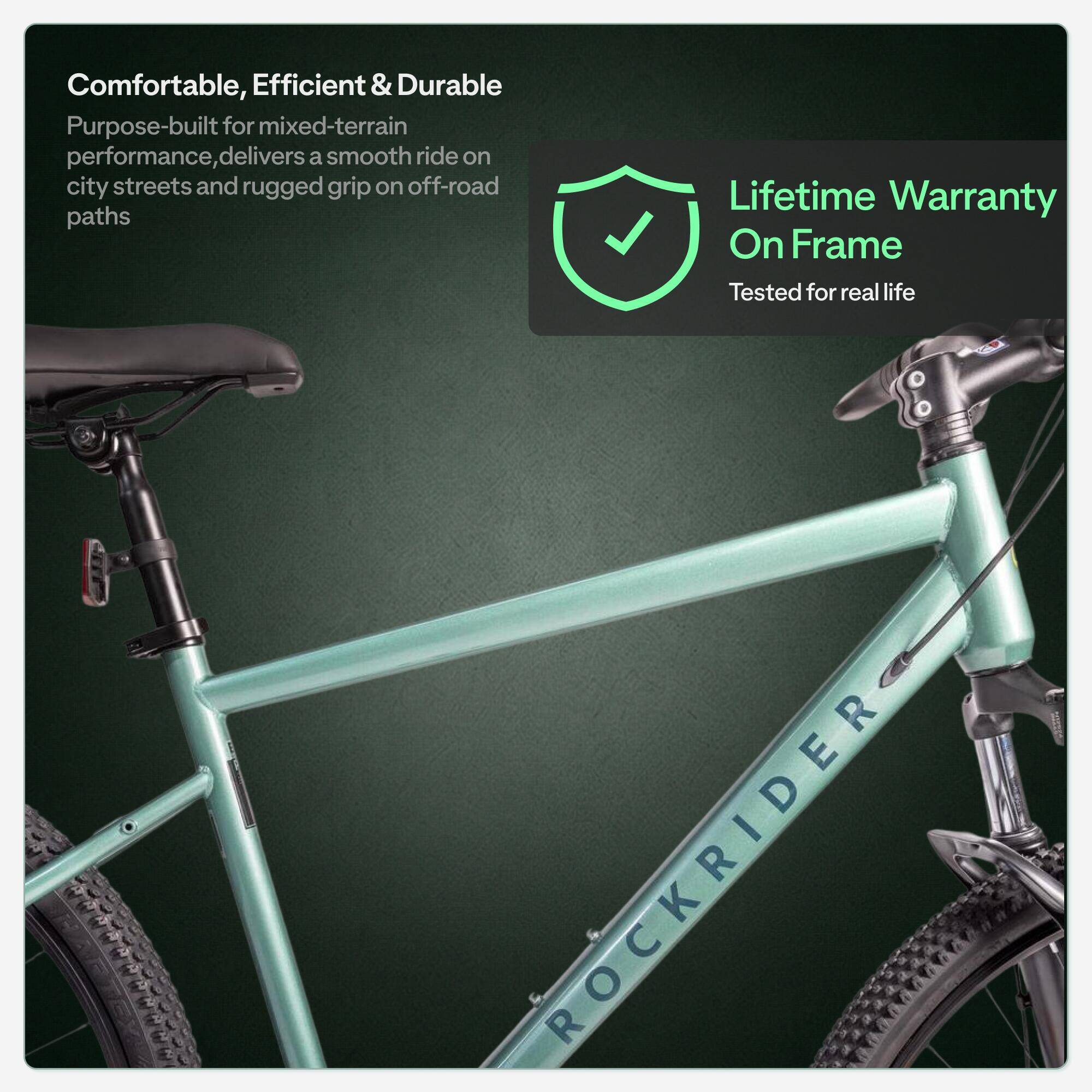 Rockrider Explore 40 8-Gear Disc Brake All Terrain Mountain Bike - Metallic Green -  3