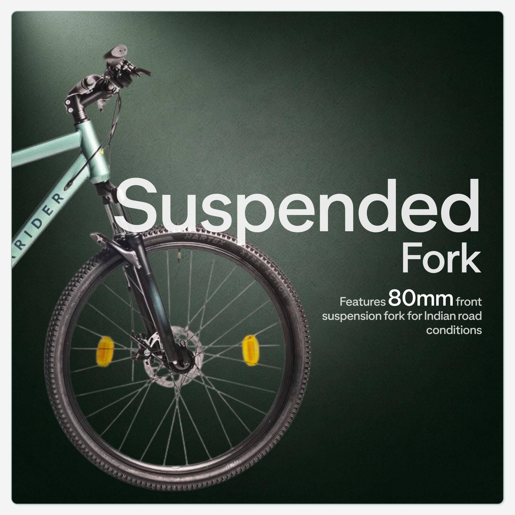 Rockrider Explore 40 8-Gear Disc Brake All Terrain Mountain Bike - Metallic Green -  4