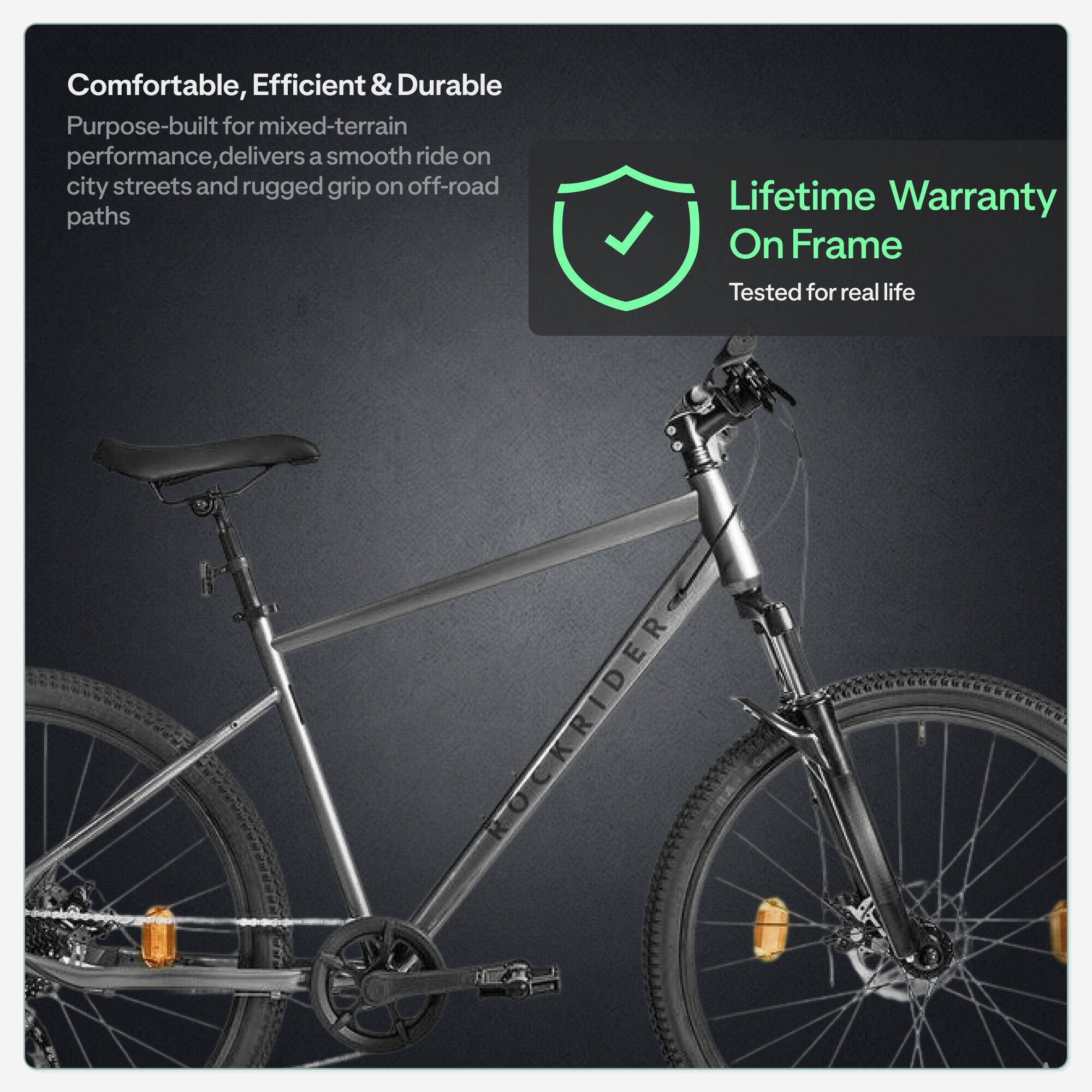 Rockrider Explore 40 8-Gear Disc Brake All Terrain Mountain Bike - Metallic Grey -  2