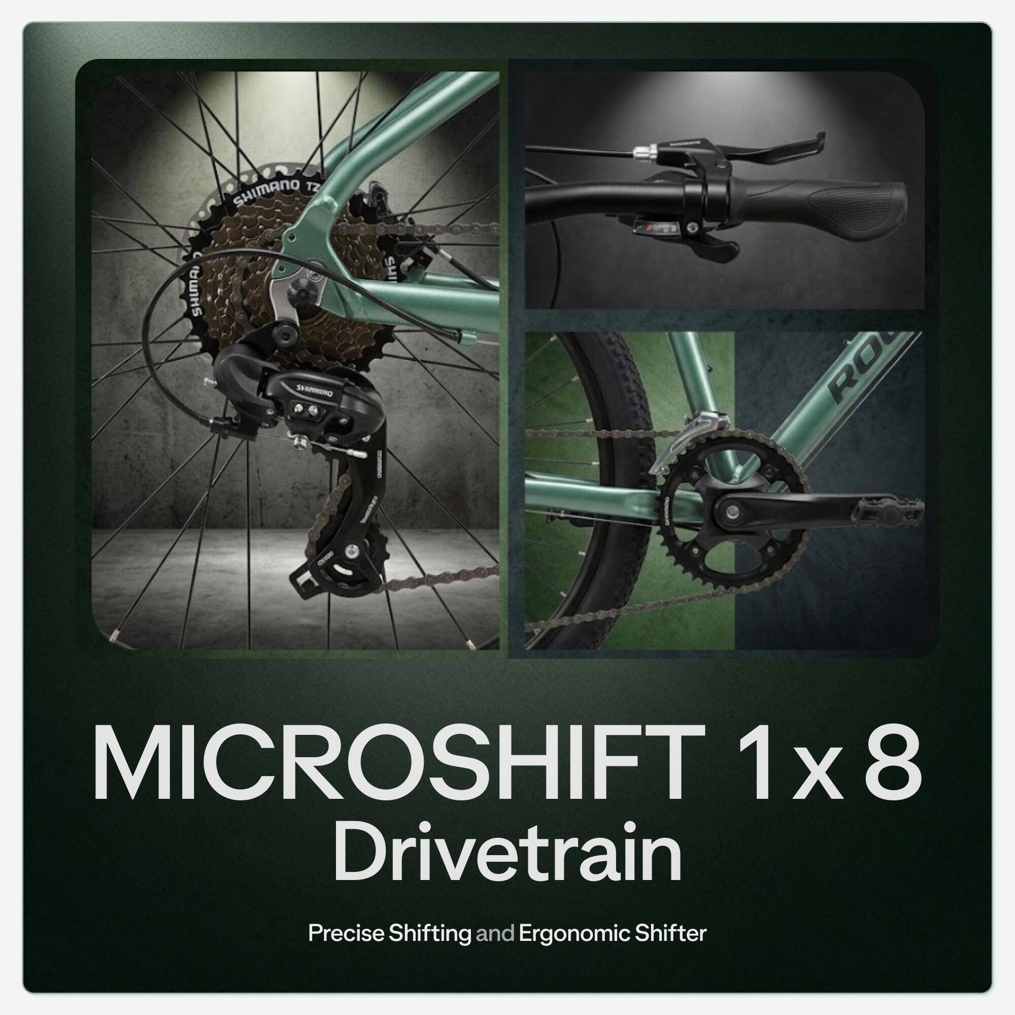 Rockrider Explore 40 8-Gear Disc Brake All Terrain Mountain Bike - Metallic Green -  5