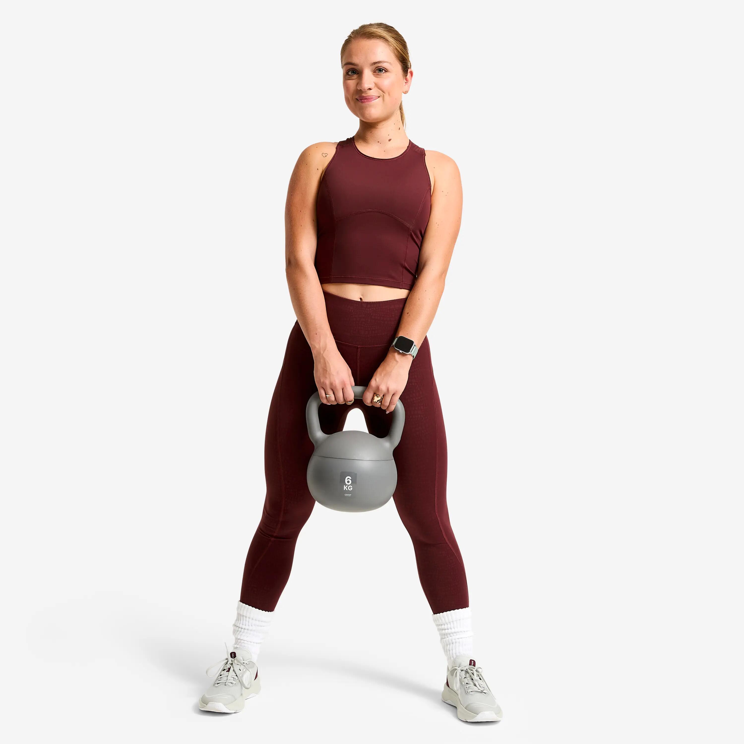 Leggings Deportivos Shape Mujer Burdeos-Turquesa Talle Alto Moldeadores 2/12