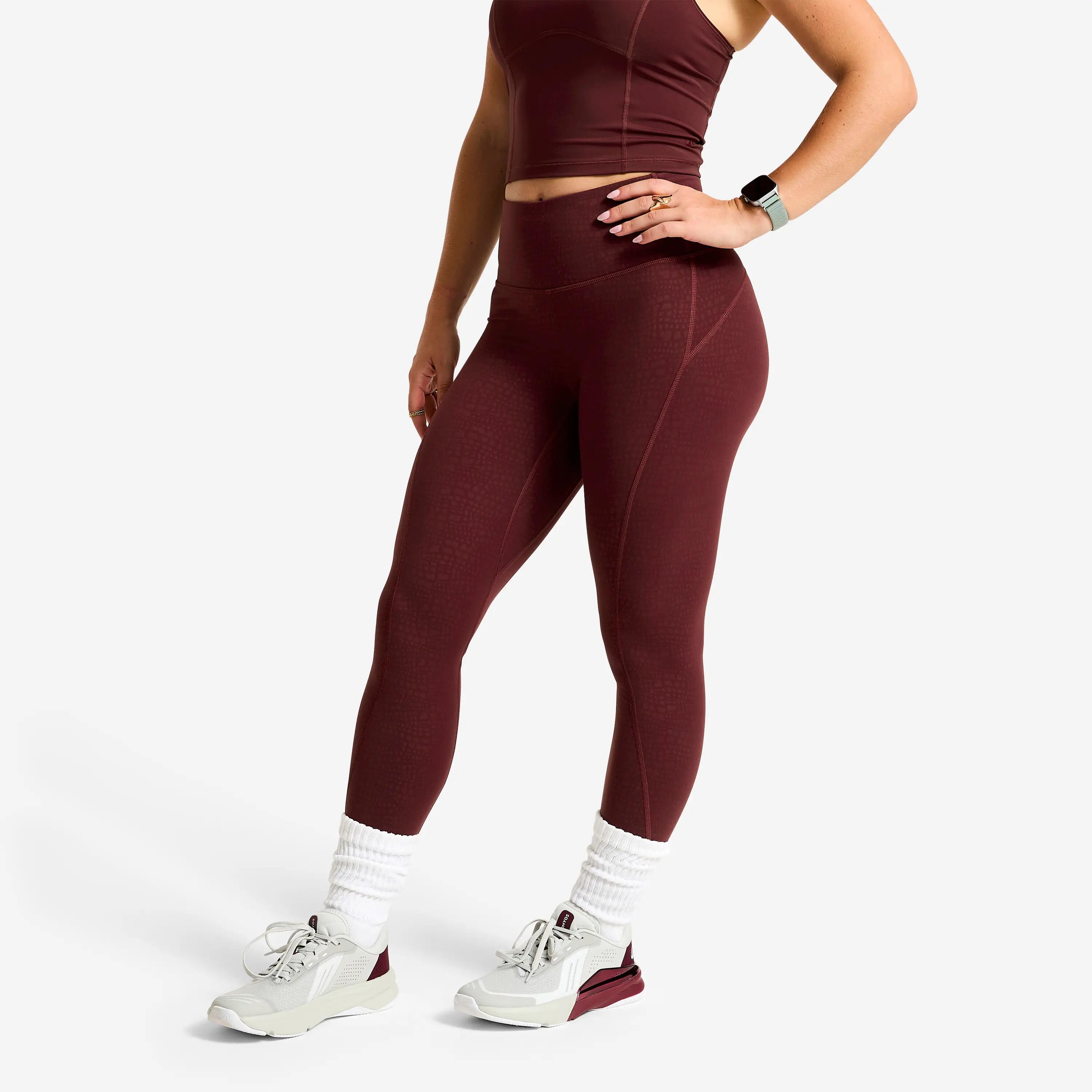 Leggings Deportivos Shape Mujer Burdeos-Turquesa Talle Alto Moldeadores 4/12
