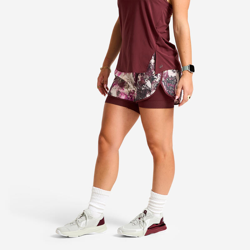 Pantaloni scurți de fitness pentru femei, cu strat dublu, multicolori.