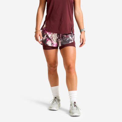 Pantaloncini 2 in 1 donna fitness 900 antisfregamento neri