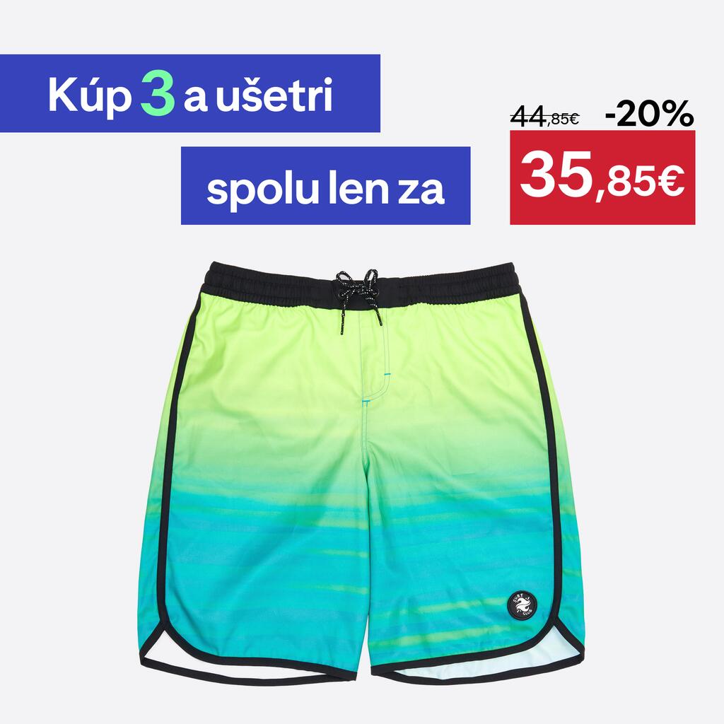 Chlapčenské boardové šortky 500 Offshore, zeleno-modré
