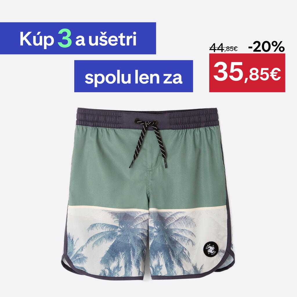 Detské plážové šortky 500 Photopalm kaki