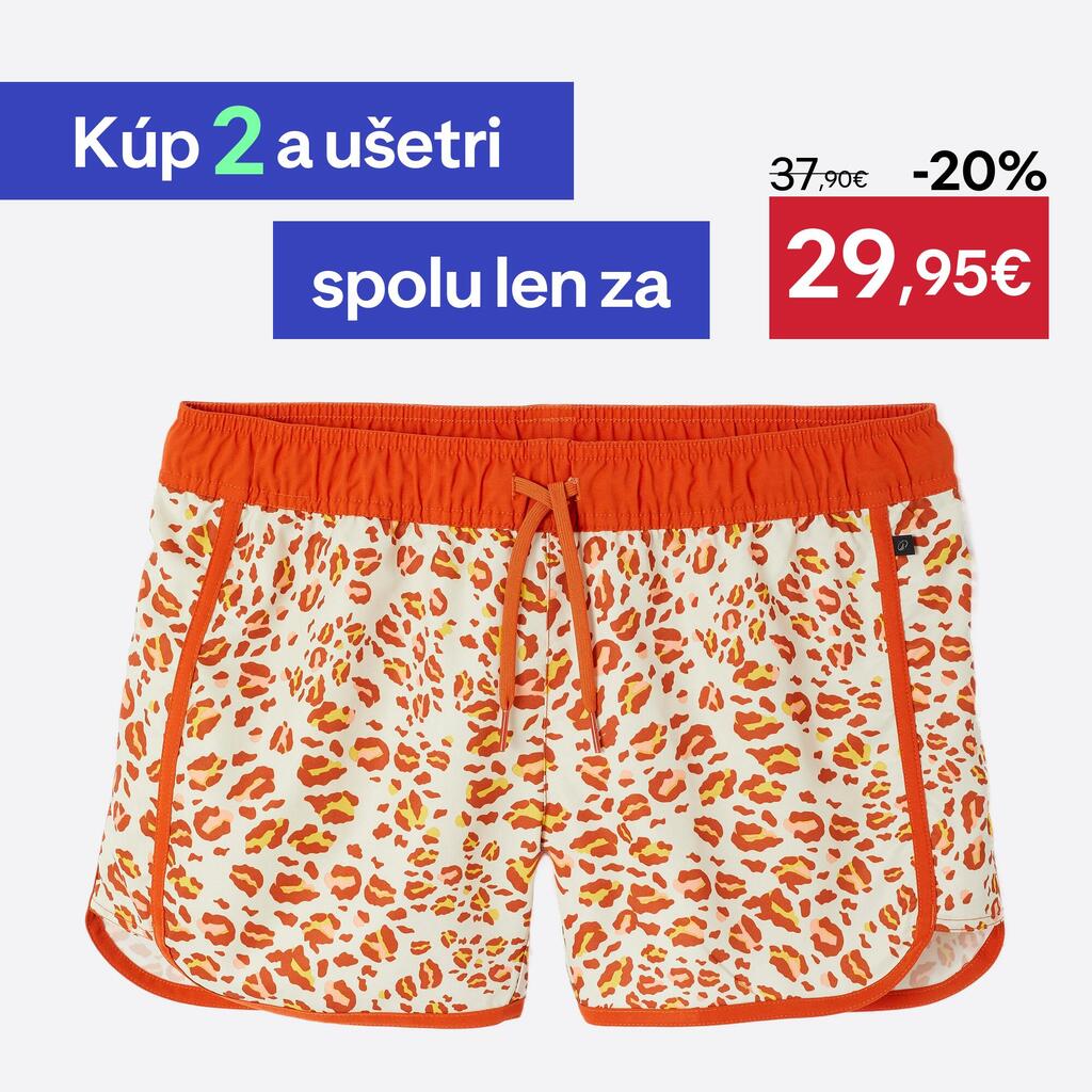 Dámske šortkové plavky na surf Tini Graou leopardí vzor béžové