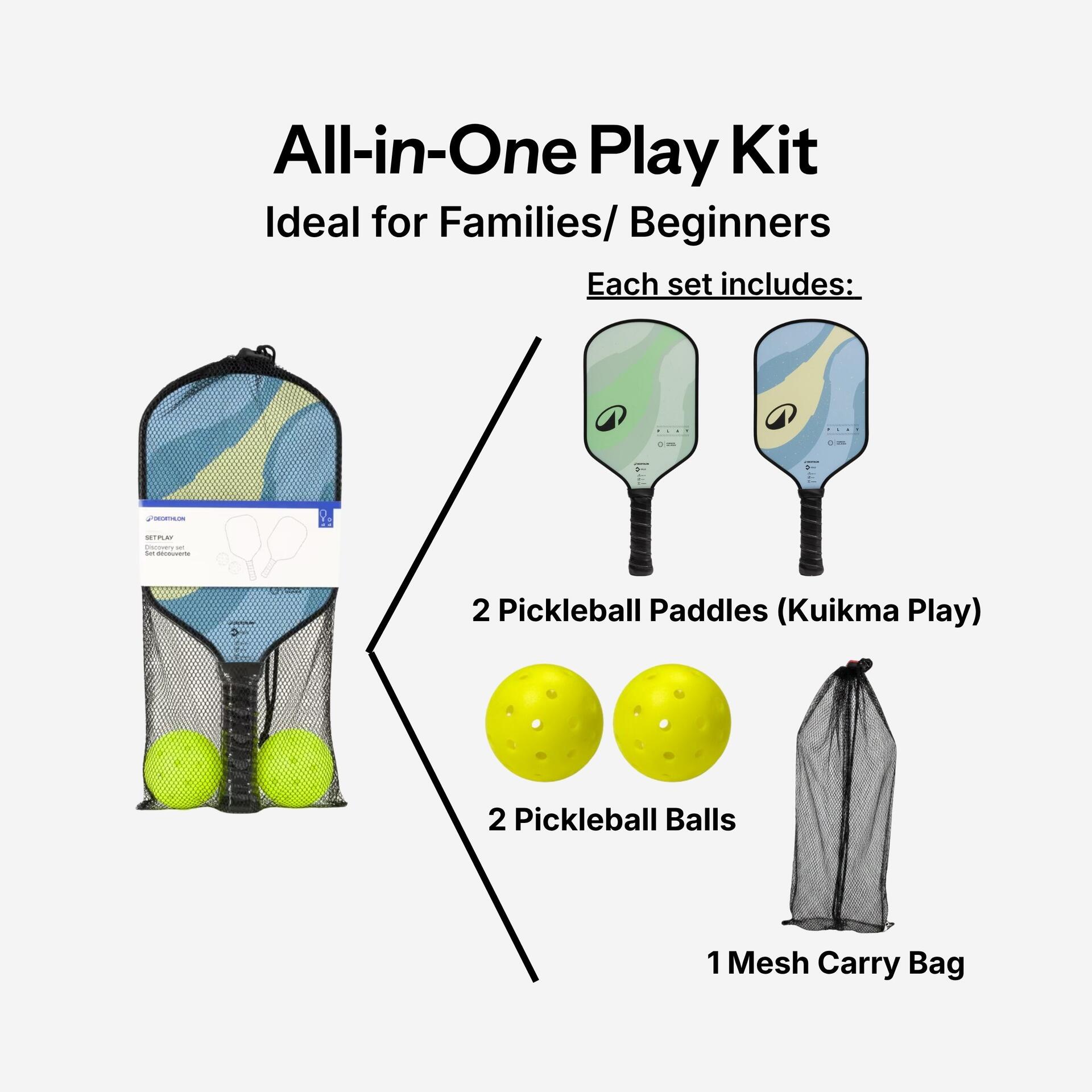 Picleball Racket Box Pickleball Set Play - 2 Rackets, 2 Balls & Carry Bag