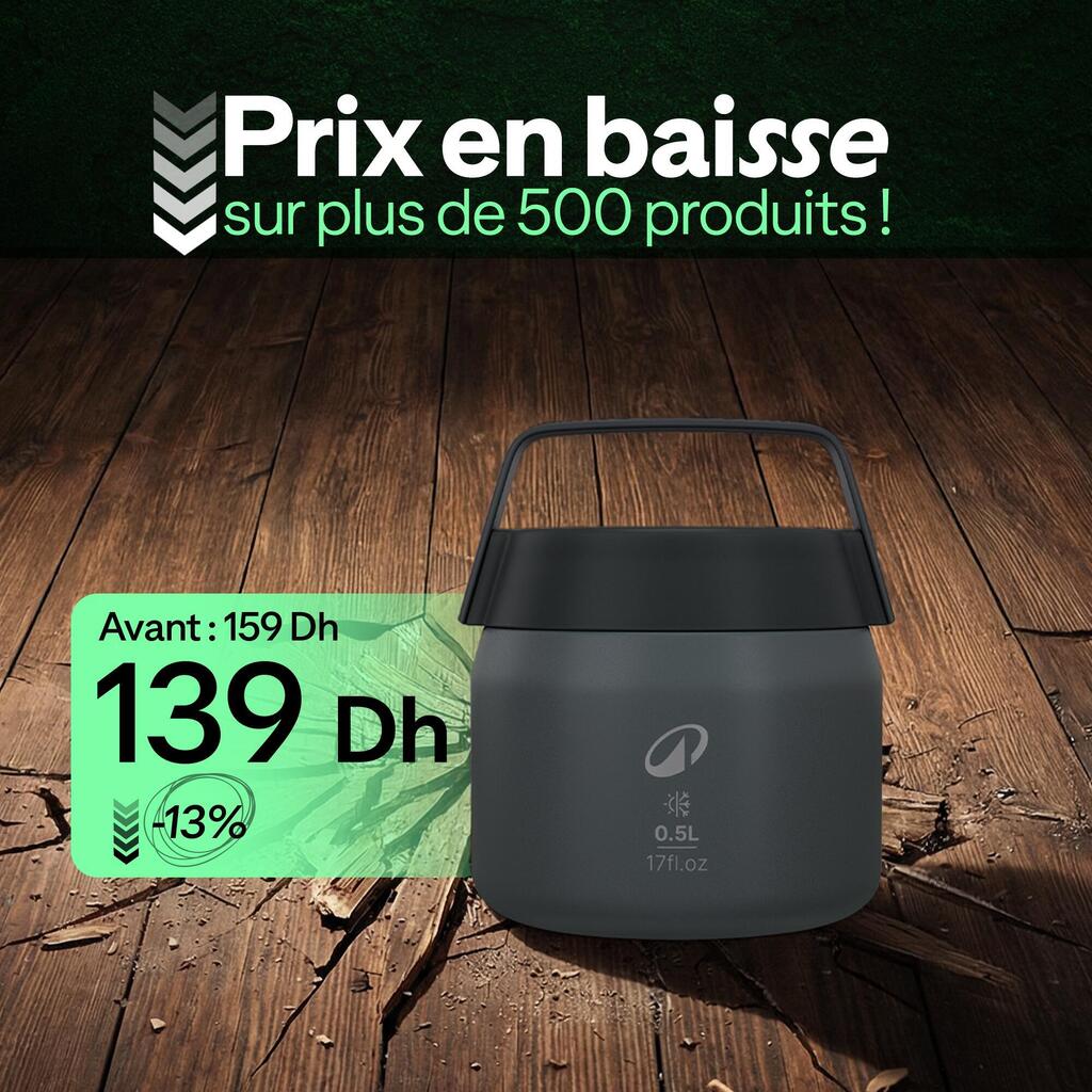 Boite alimentaire 900 isotherme acier inox 0,5L pour le camping, randonnée/trek