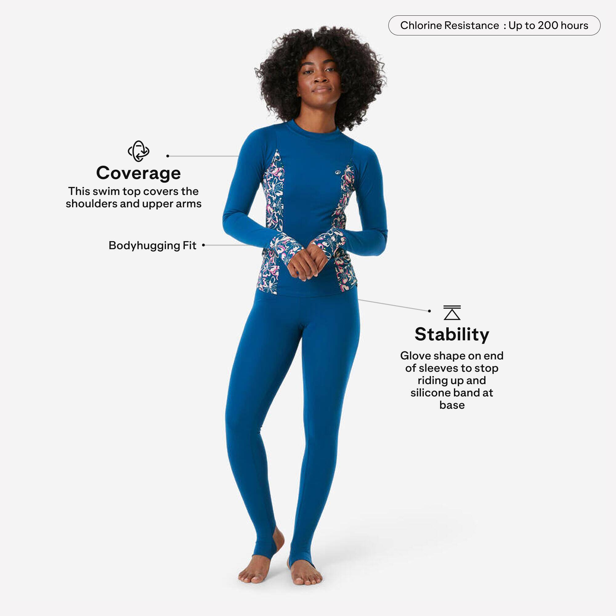 Women’s swimming top una printed blue -  2