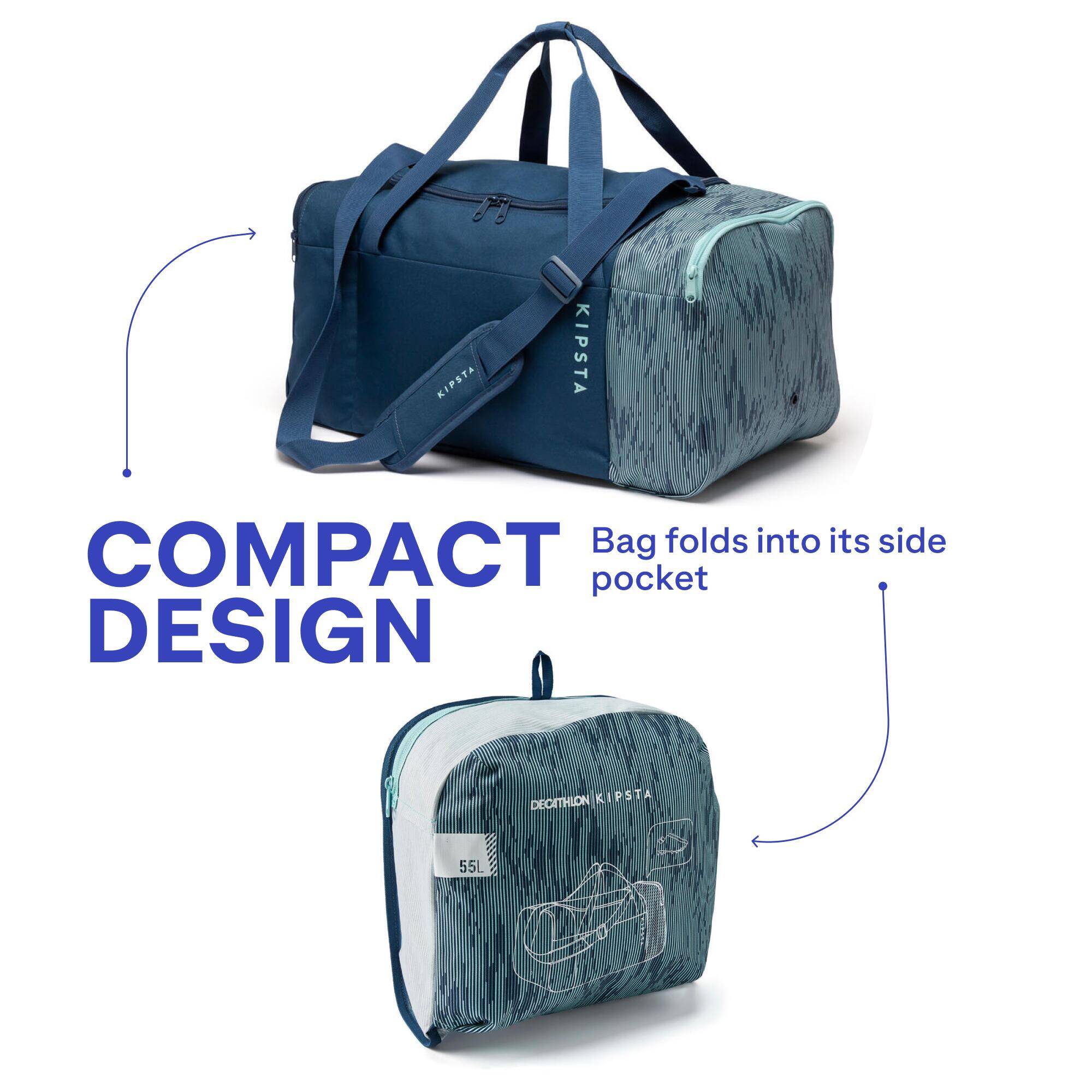 Football Duffle Bag, Lightweight, Multiple Compartment, 55L Capacity - Blue -  4