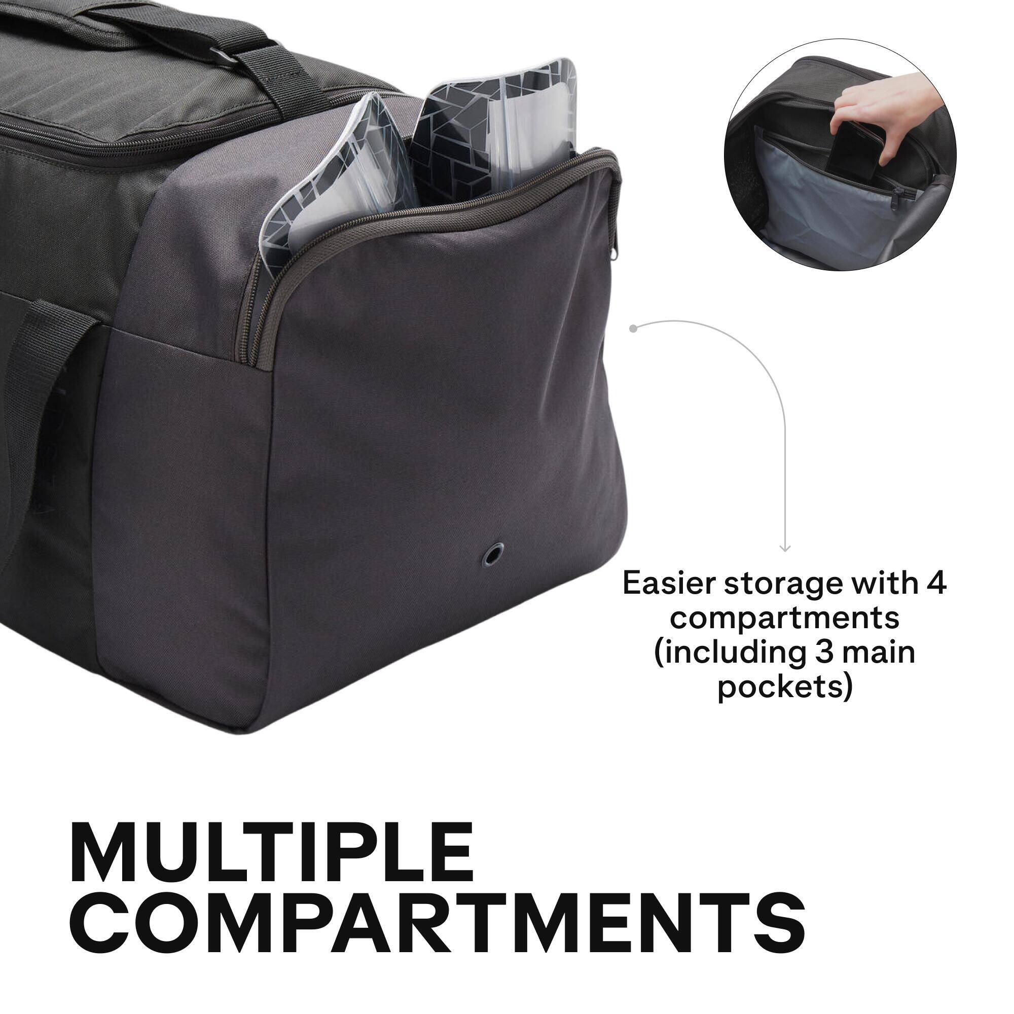 Football Duffle Bag, Lightweight, Multiple Compartment, 55L Capacity - Black -  5