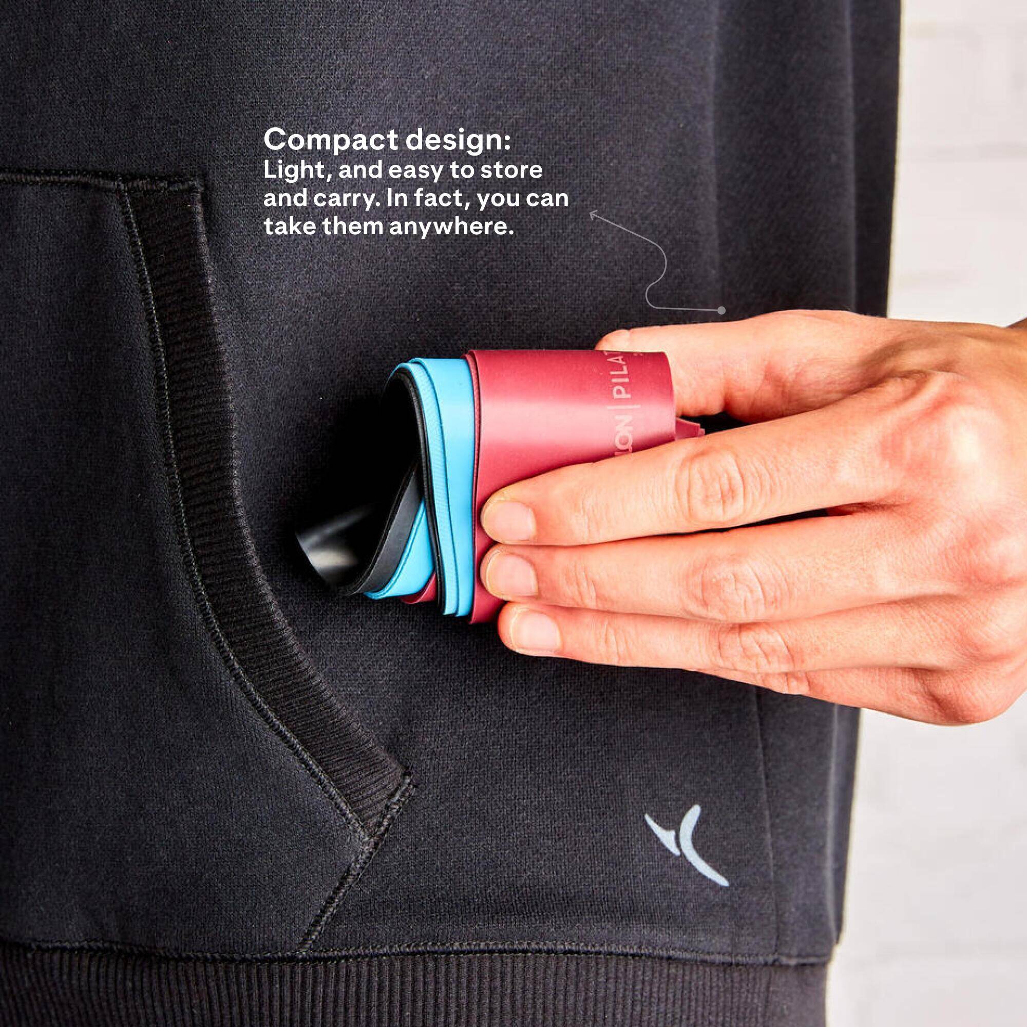 Elastic Training Mini Resistance Bands, Set of 3-5,6 and 7kg - Blue/Purple/Black -  4