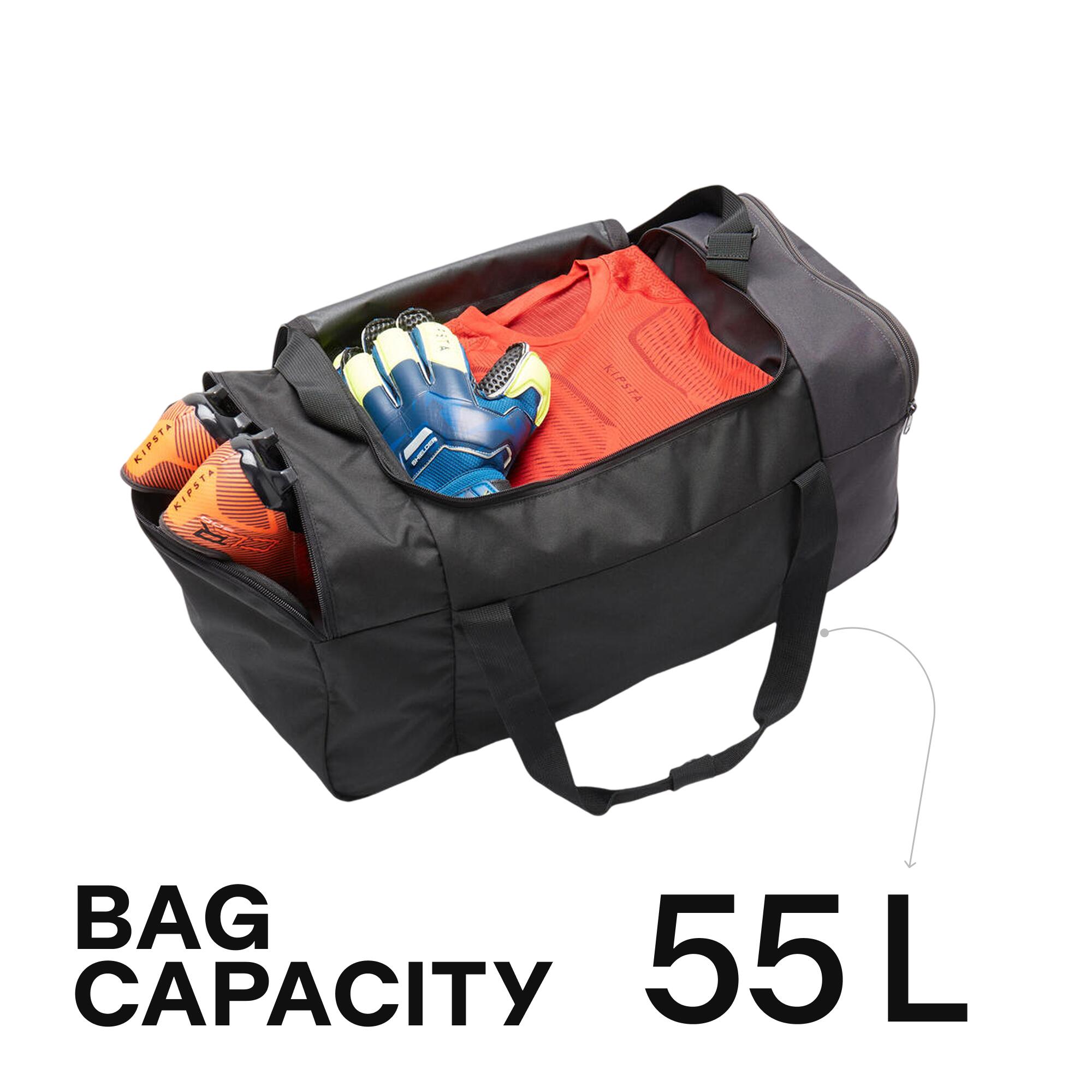 旅行かばん・小分けバッグ  DUFFLE BAG BLCK&CREAM Football Duffle Bag, Lightweight, Multiple Compartment, 55L