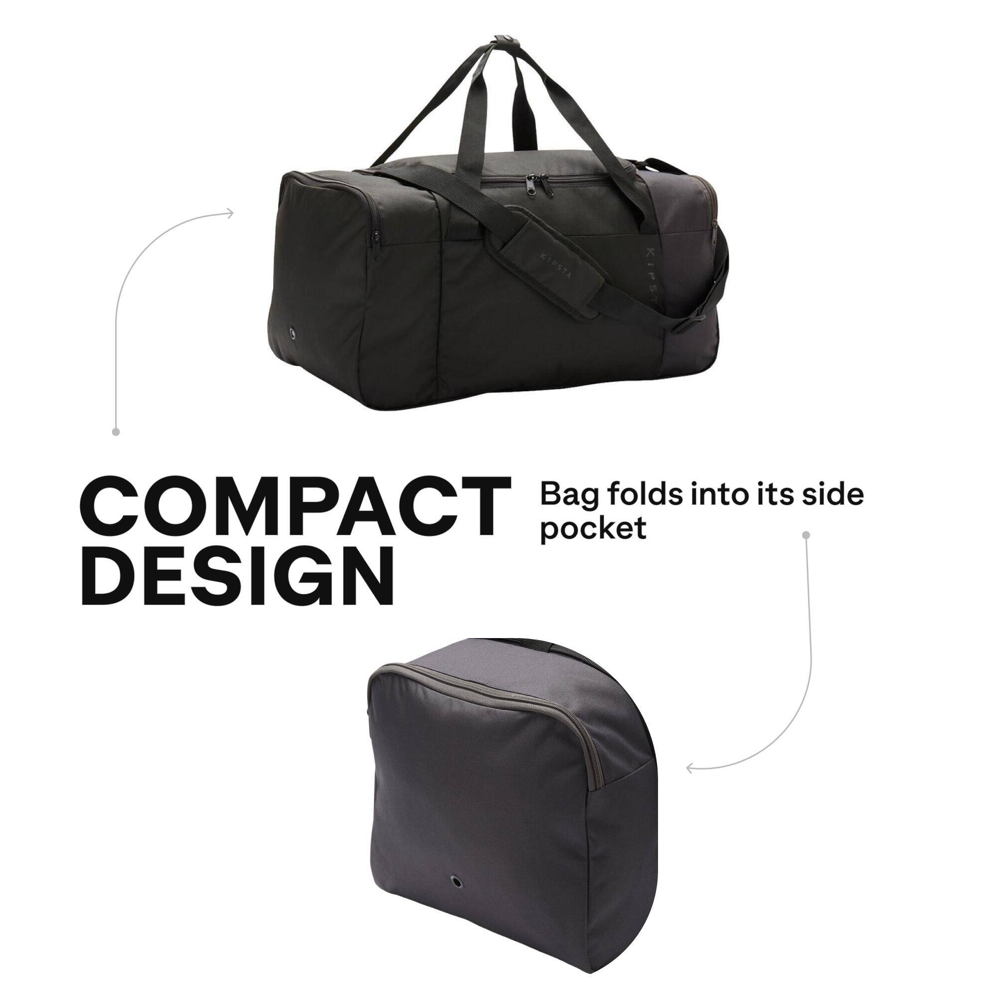 Football Duffle Bag, Lightweight, Multiple Compartment, 55L Capacity - Black -  3
