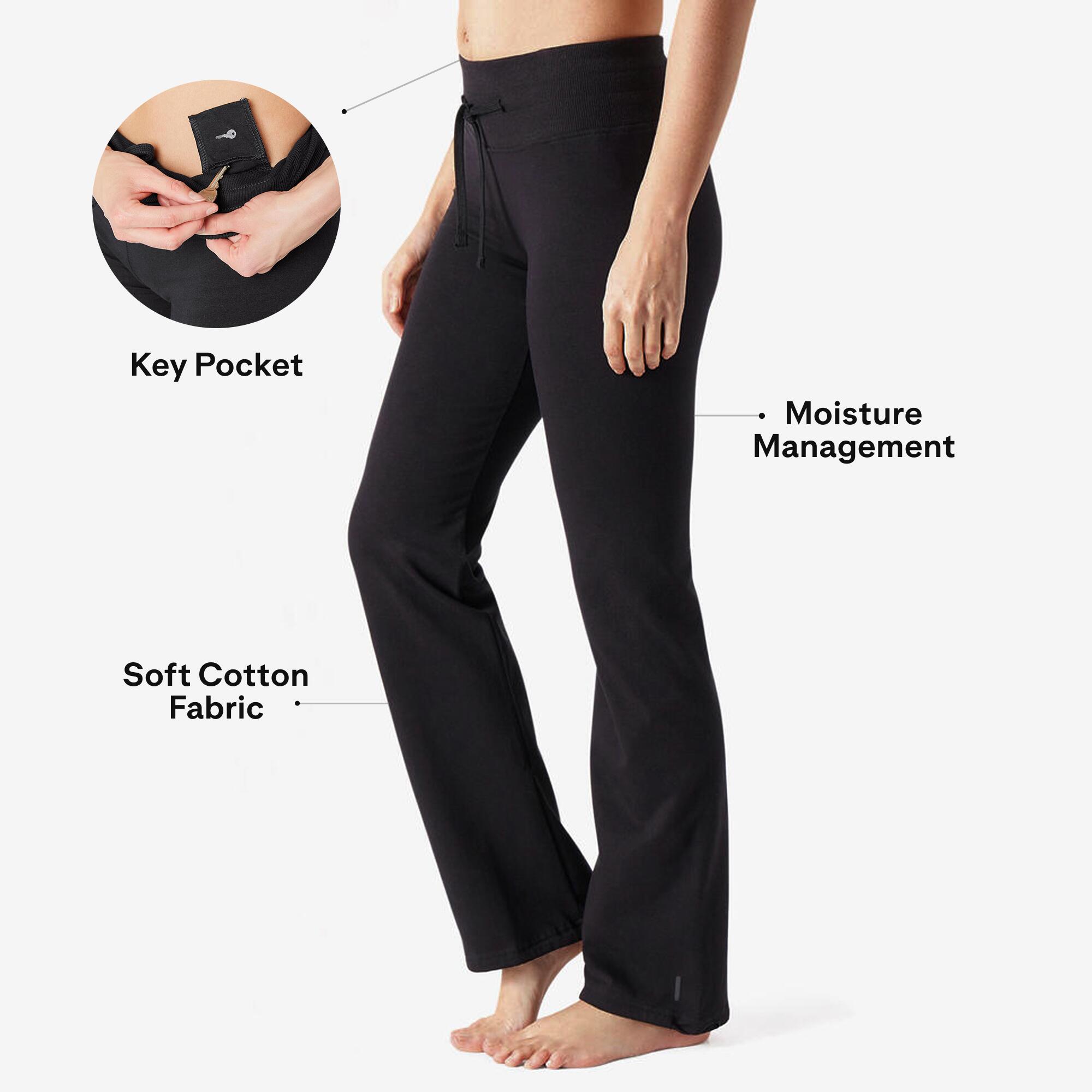 Leggings de fitness bajos ajustables negros para mujer Confort 500 15/25