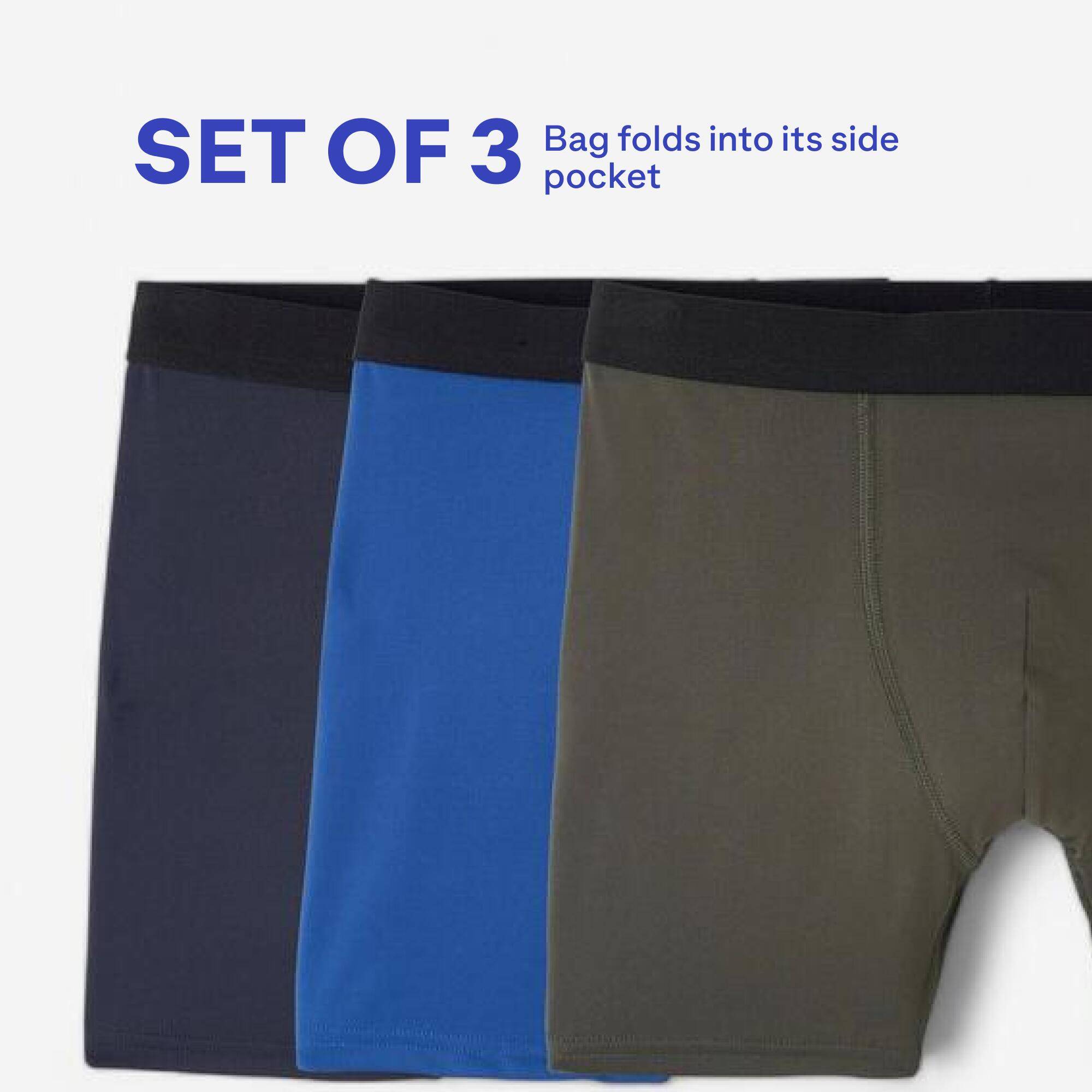 Men Pack of 3 Stretchable Boxer Shorts - Dark Blue/Blue/Khaki -  4