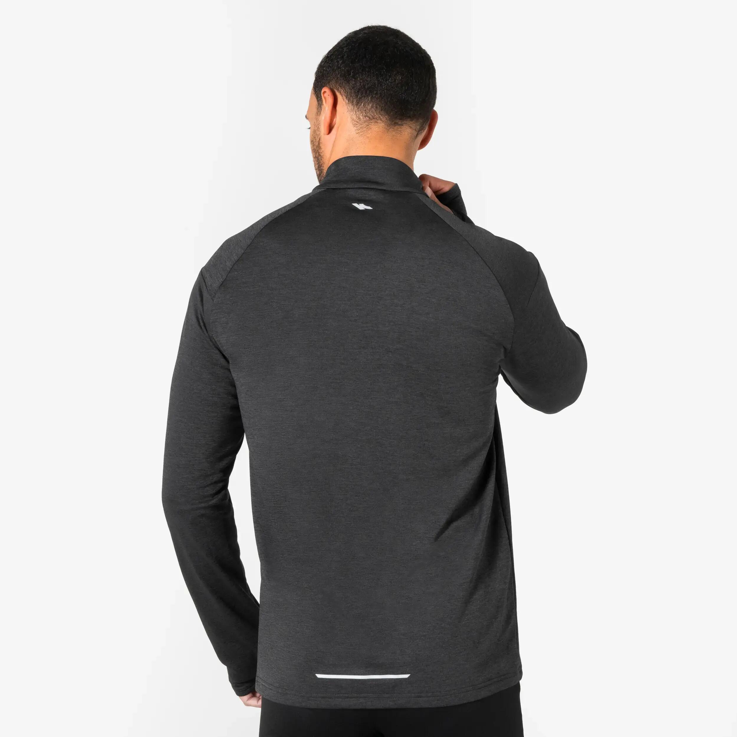 Kiprun Run 100 Men's Warm and Breathable Half-Zip Long-Sleeved T-shirt - Black -  2