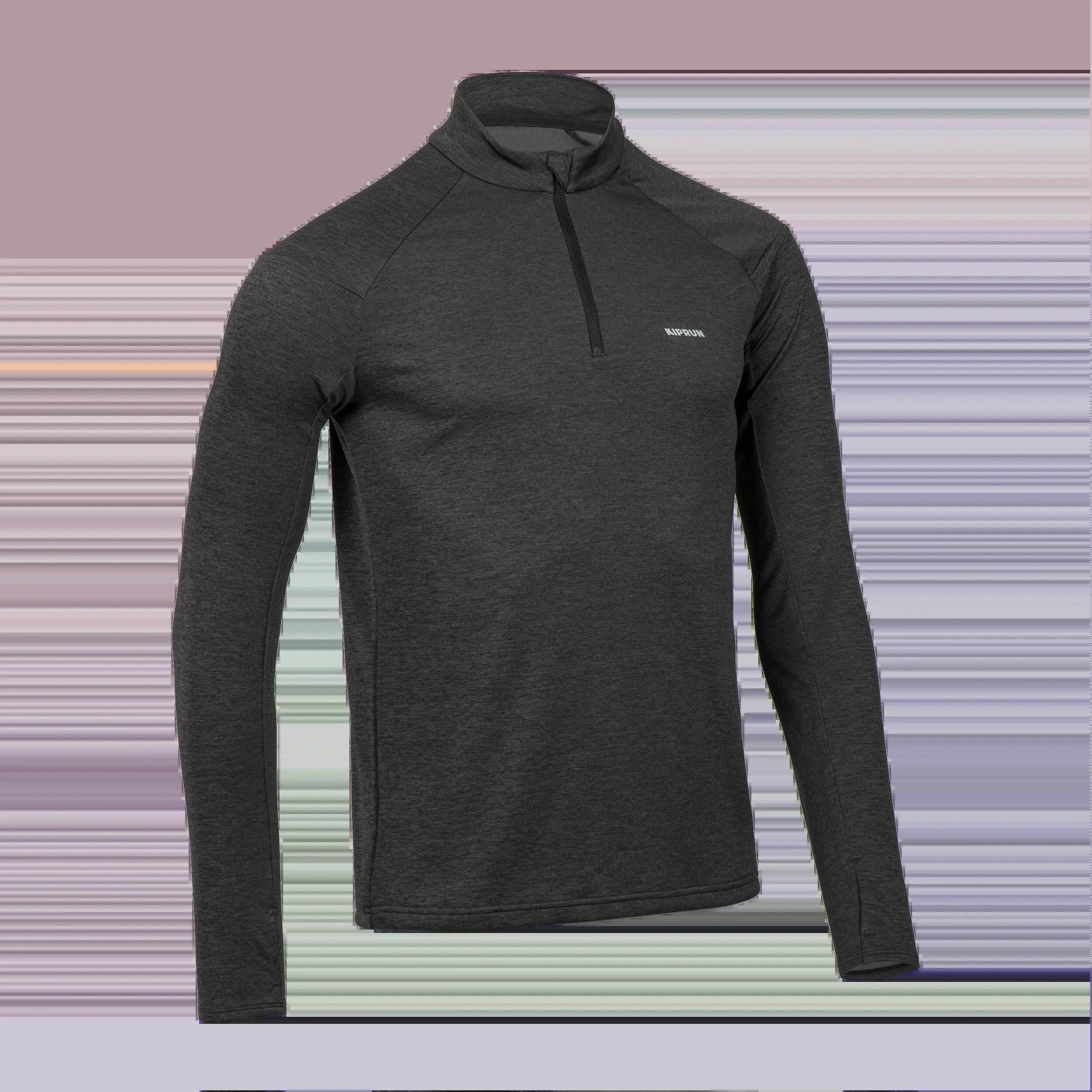 Bluză cu fermoar călduroasă și respirantă Kiprun Run 100 Negru Bărbați 10/24