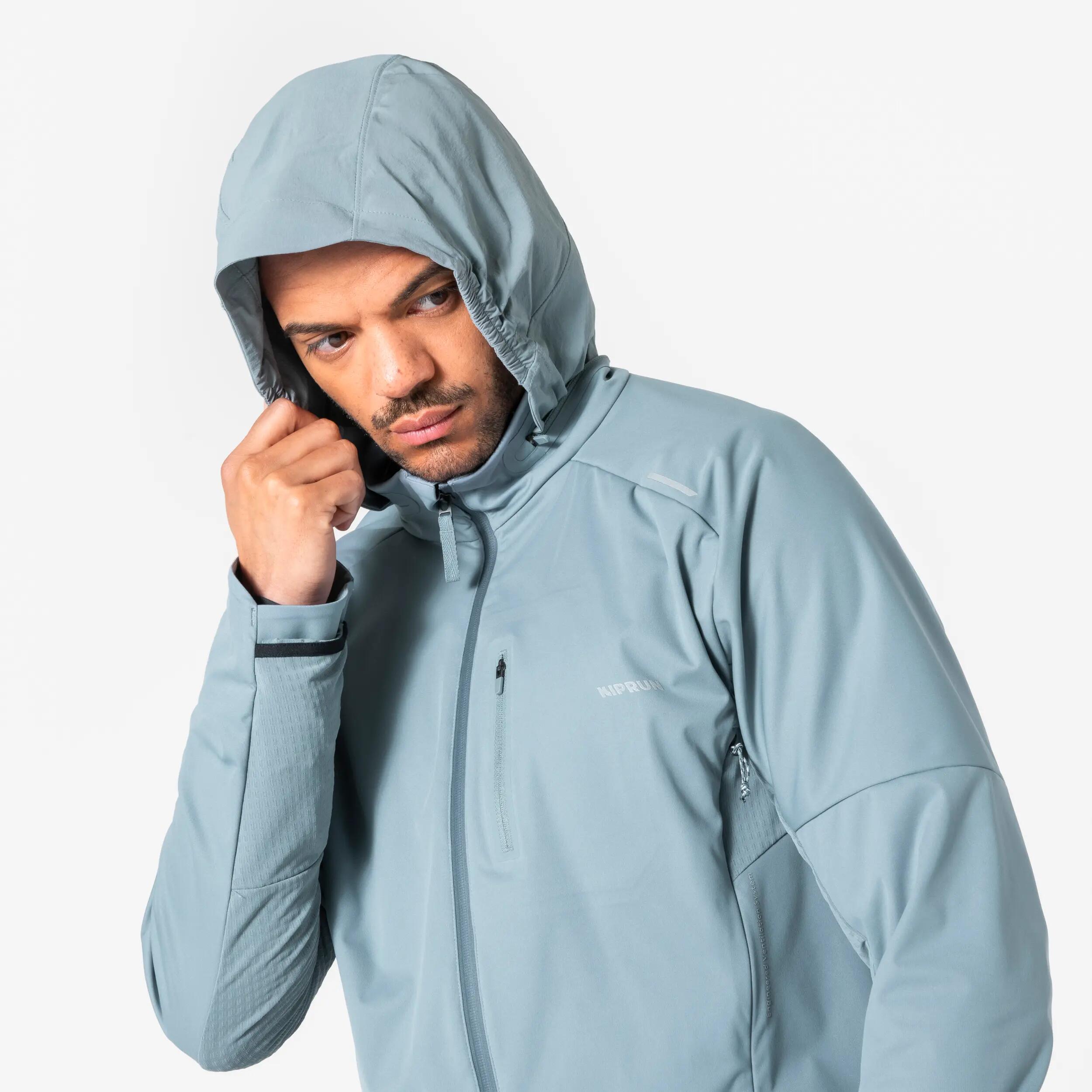 Veste de running chaud manches longues Homme KIPRUN, Run 900 Warm Regul Gris 11/12