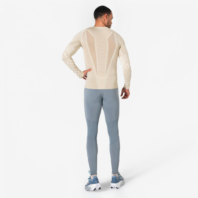 Erkek Uzun Kollu Koşu Tişörtü - Bej - KIPRUN Run 500
