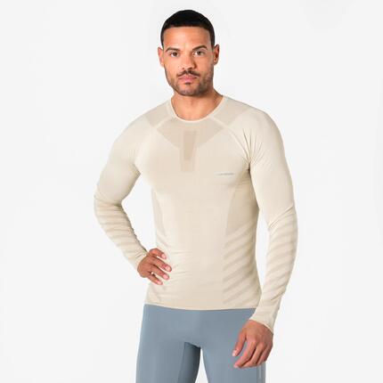T-shirt de running manches longues slim Homme - KIPRUN Run 500 Sans couture Gris
