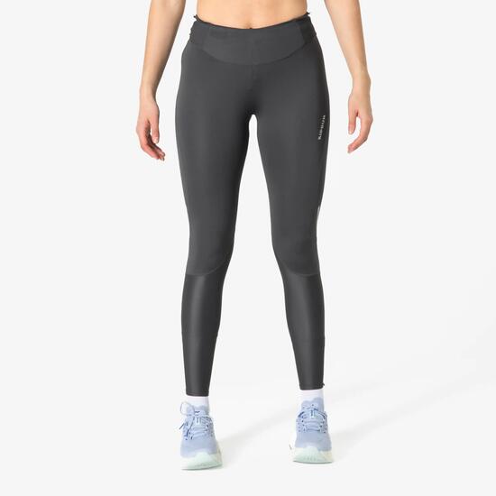 Legging de trail running respirant Femme, Kiprun gris carbone