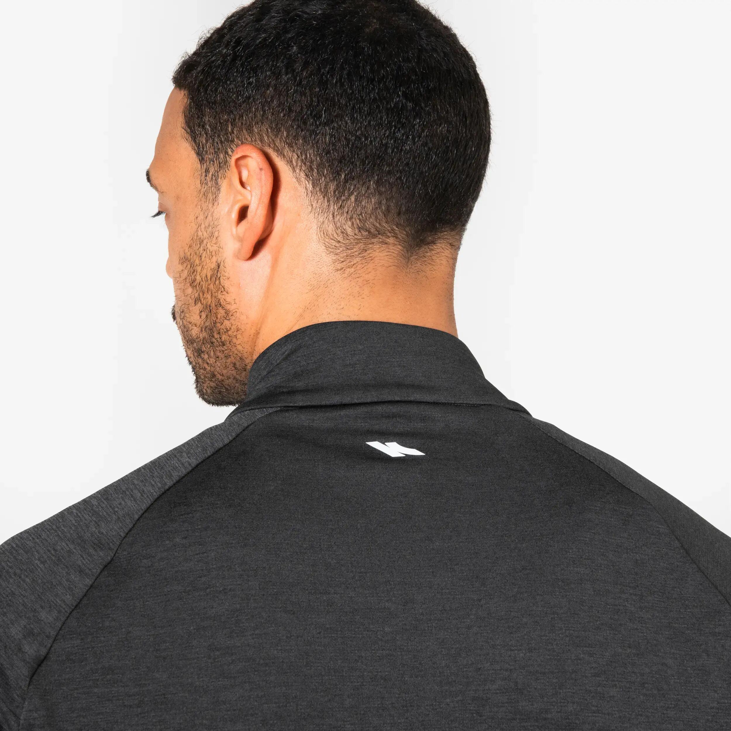 Kiprun Run 100 Men's Warm and Breathable Half-Zip Long-Sleeved T-shirt - Black -  4