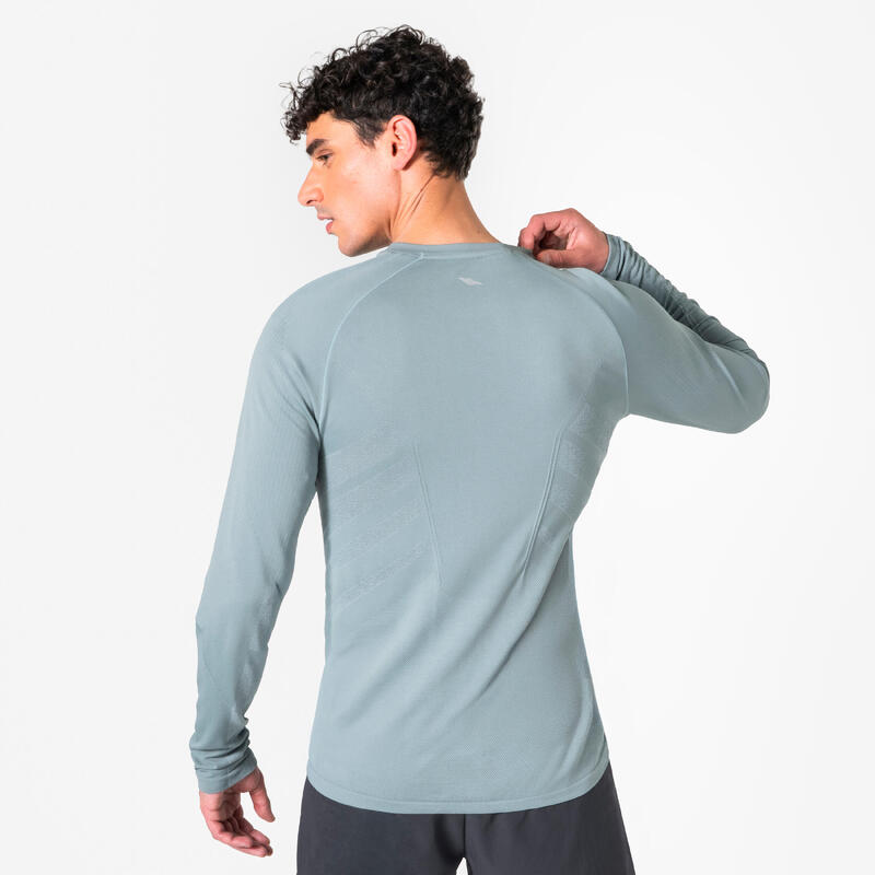Erkek Uzun Kollu Koşu Tişörtü - Gri - Kiprun Run 500