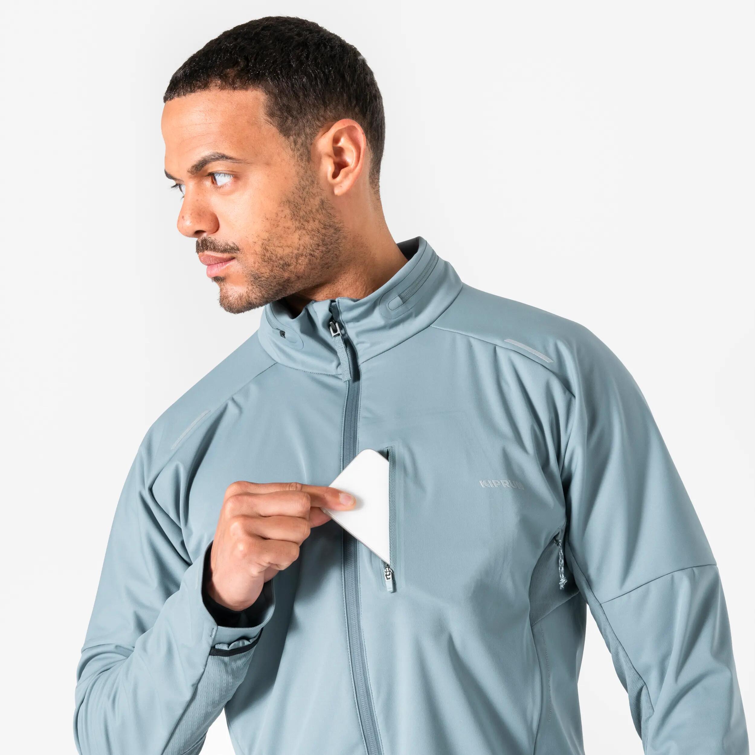 Veste de running chaud manches longues Homme KIPRUN, Run 900 Warm Regul Gris 6/12