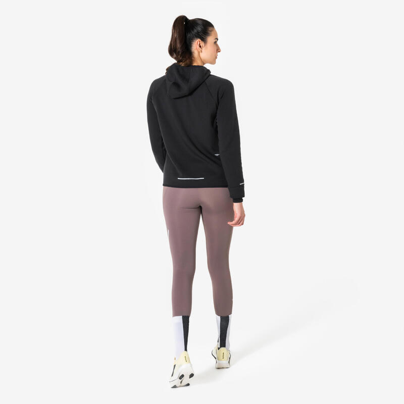 Kadın Koşu Yağmurluğu - Siyah/Füme - KIPRUN Run 500 Warm