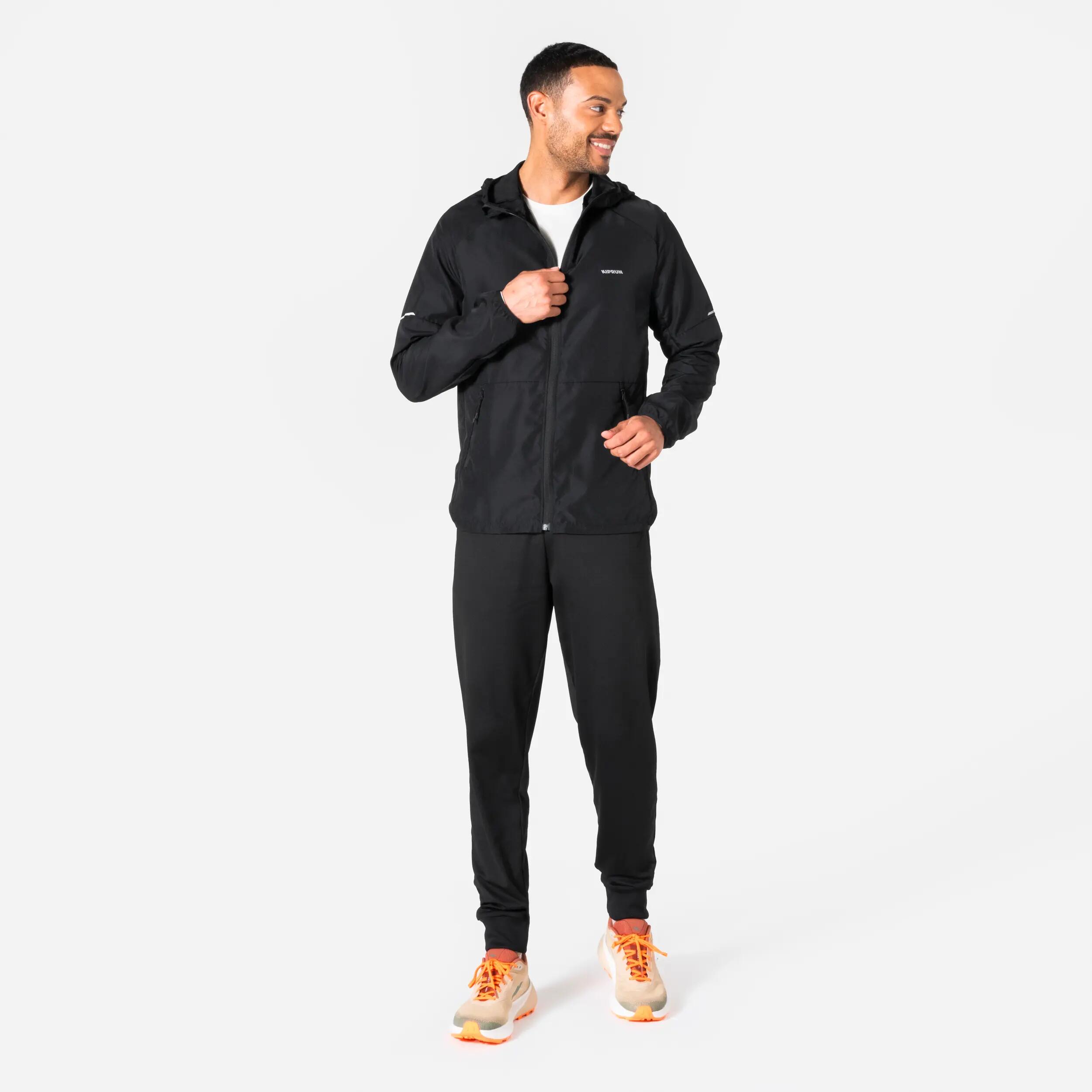 Laufjacke Trailrunning Herren winddicht - Run 100 schwarz 3/8