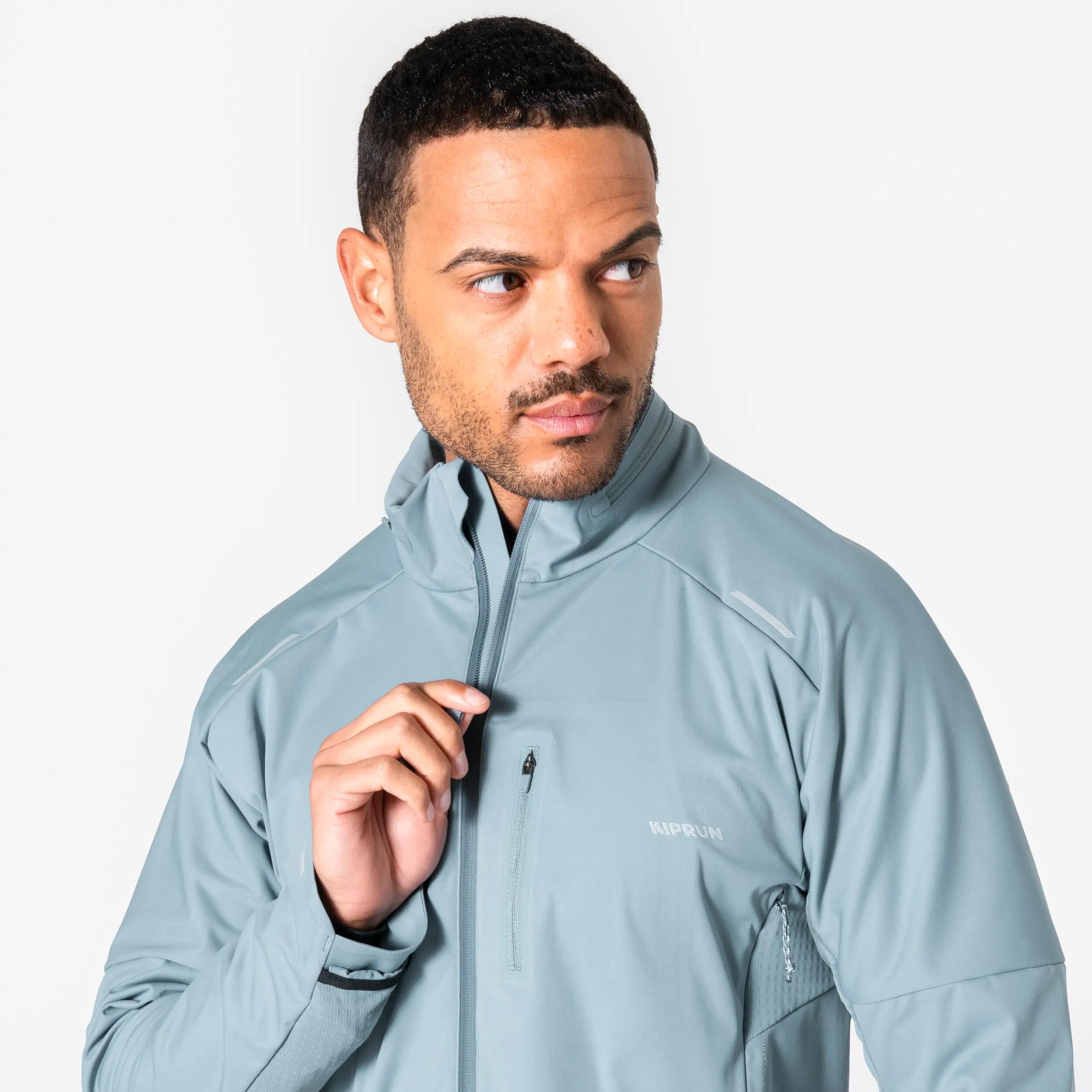 Veste de running chaud manches longues Homme KIPRUN, Run 900 Warm Regul Gris 5/12