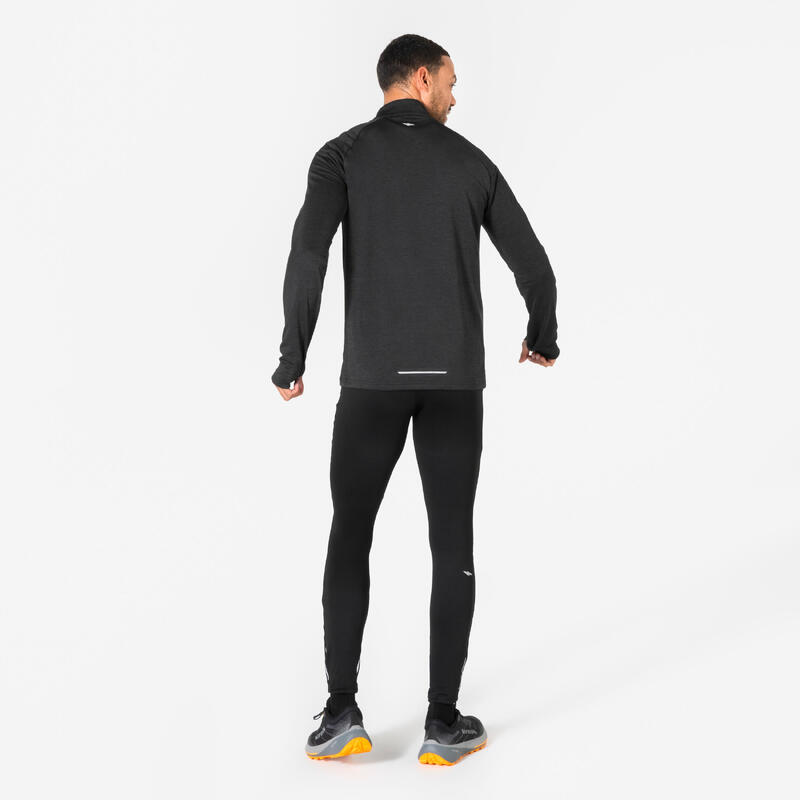 Erkek Uzun Kollu Koşu Tişörtü - Siyah - Kiprun Run 100
