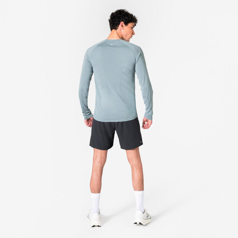 Erkek Uzun Kollu Koşu Tişörtü - Gri - Kiprun Run 500