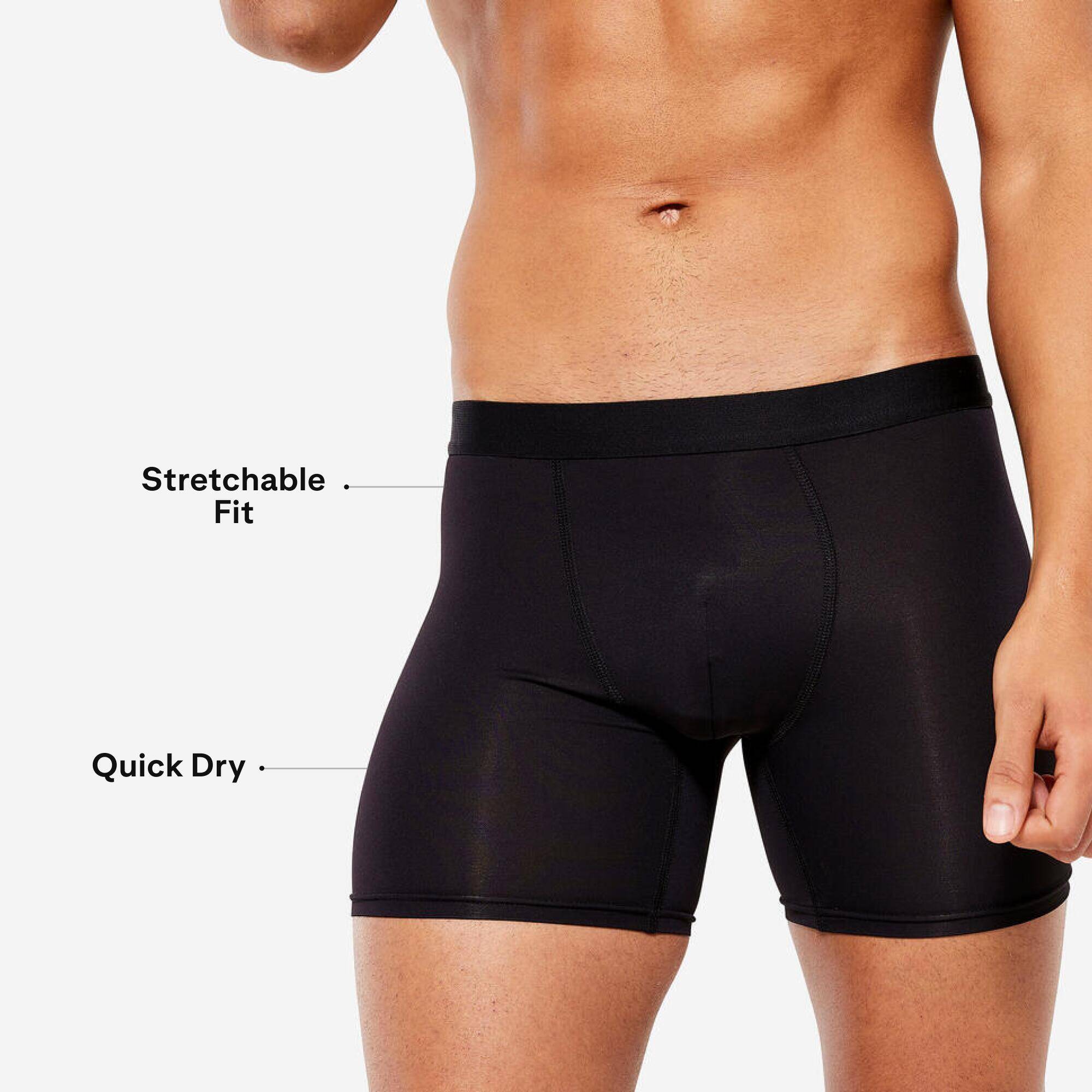 Men Boxers Quick Dry Breathable Stretchable for Workout & Running - Smoked Black -  3