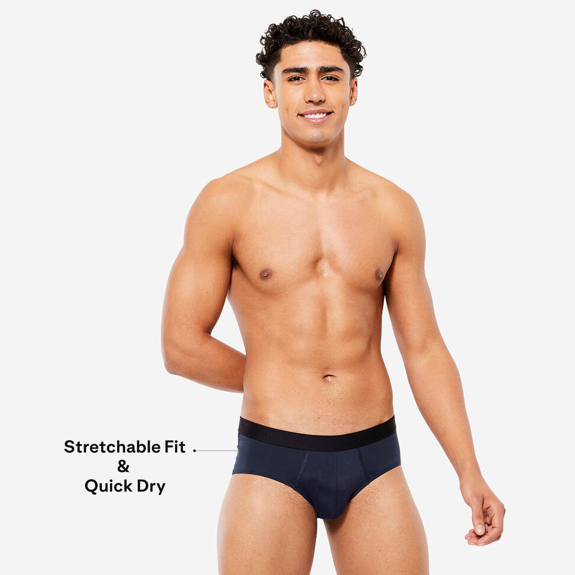 Men Running Briefs, Stretchable with Moisture Wick - Asphalt Blue -  3