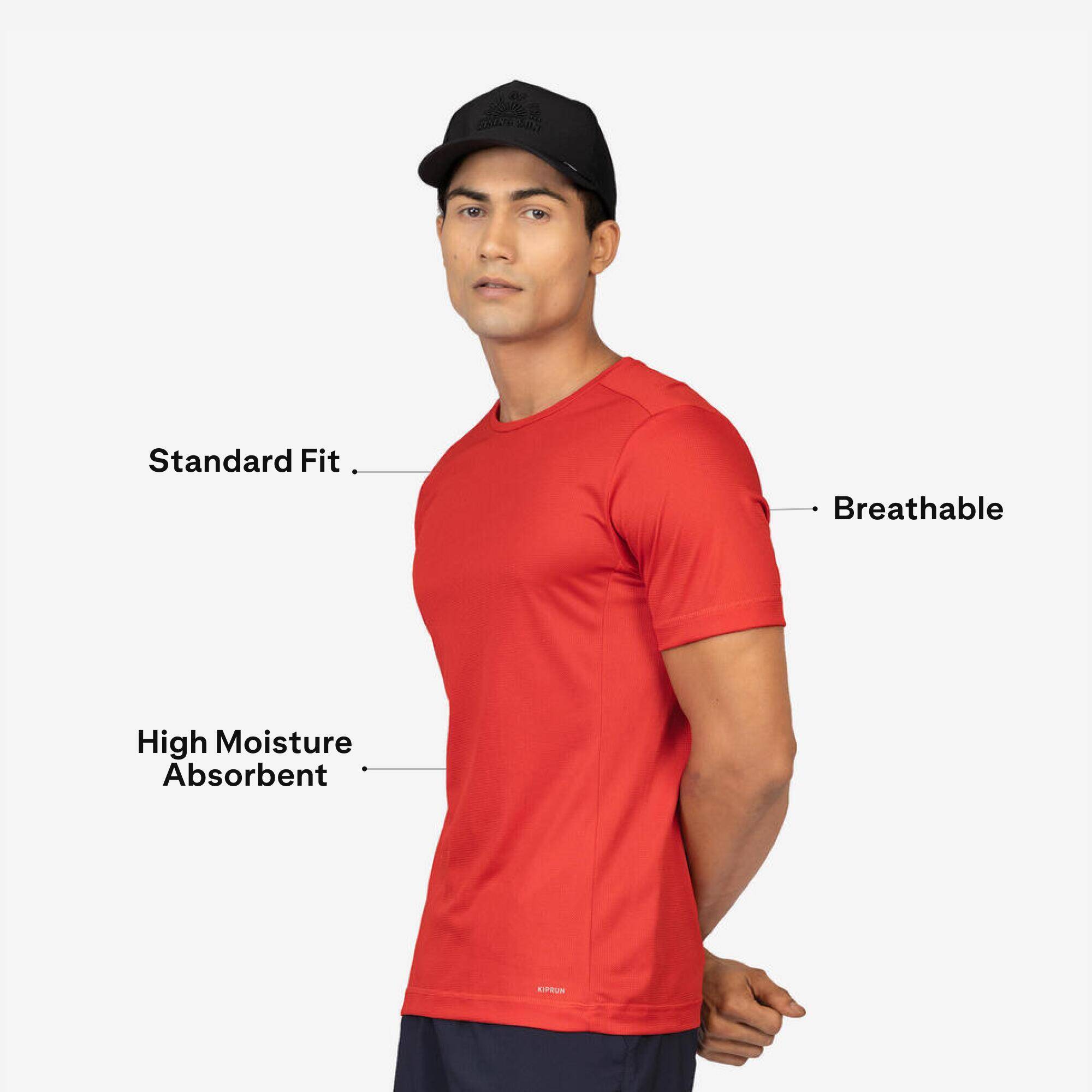 Men Running T-Shirt Breathable, Quick Dry, Kiprun 100 - Red -  2